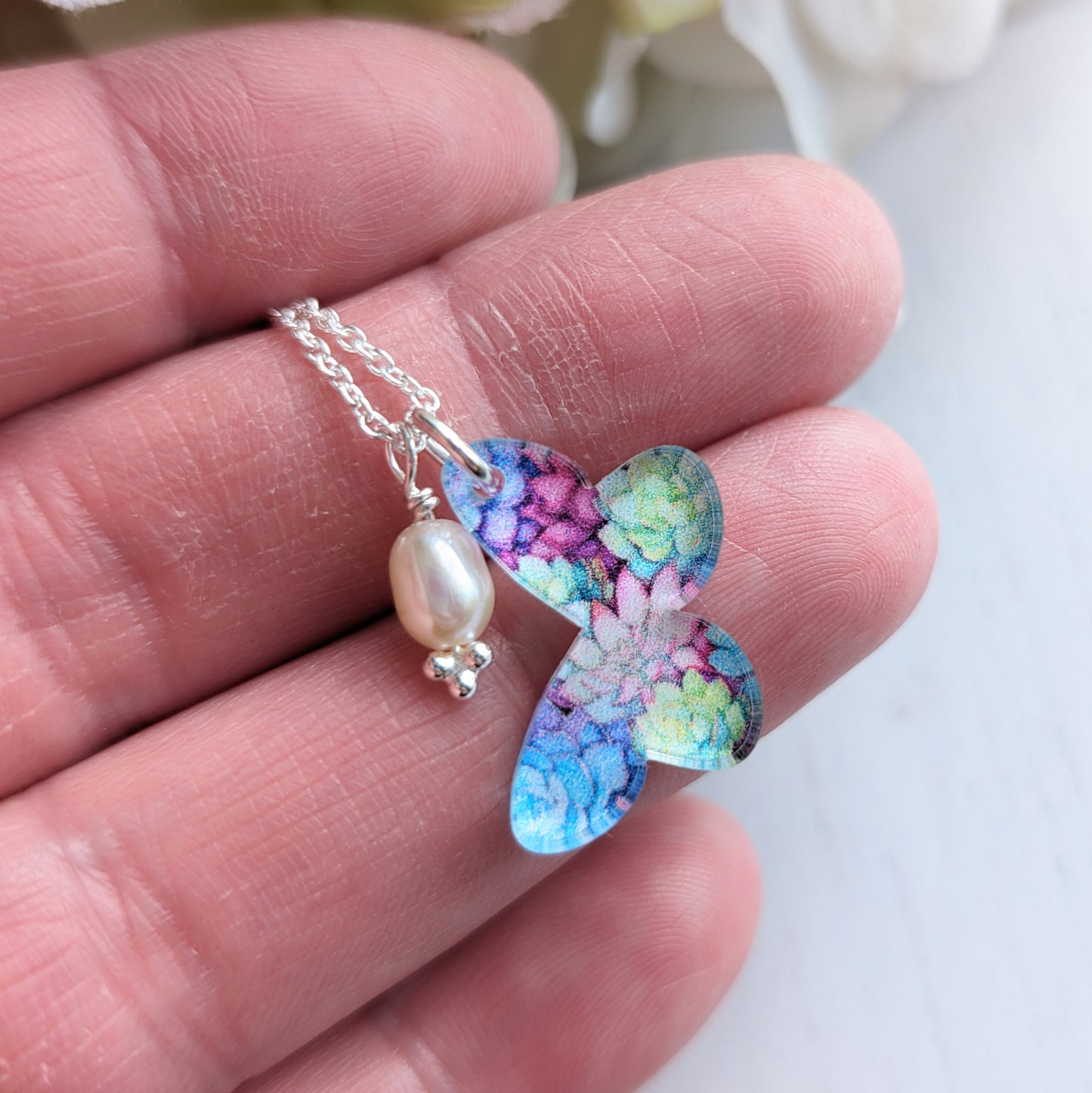 Butterfly and Pearl Pendant