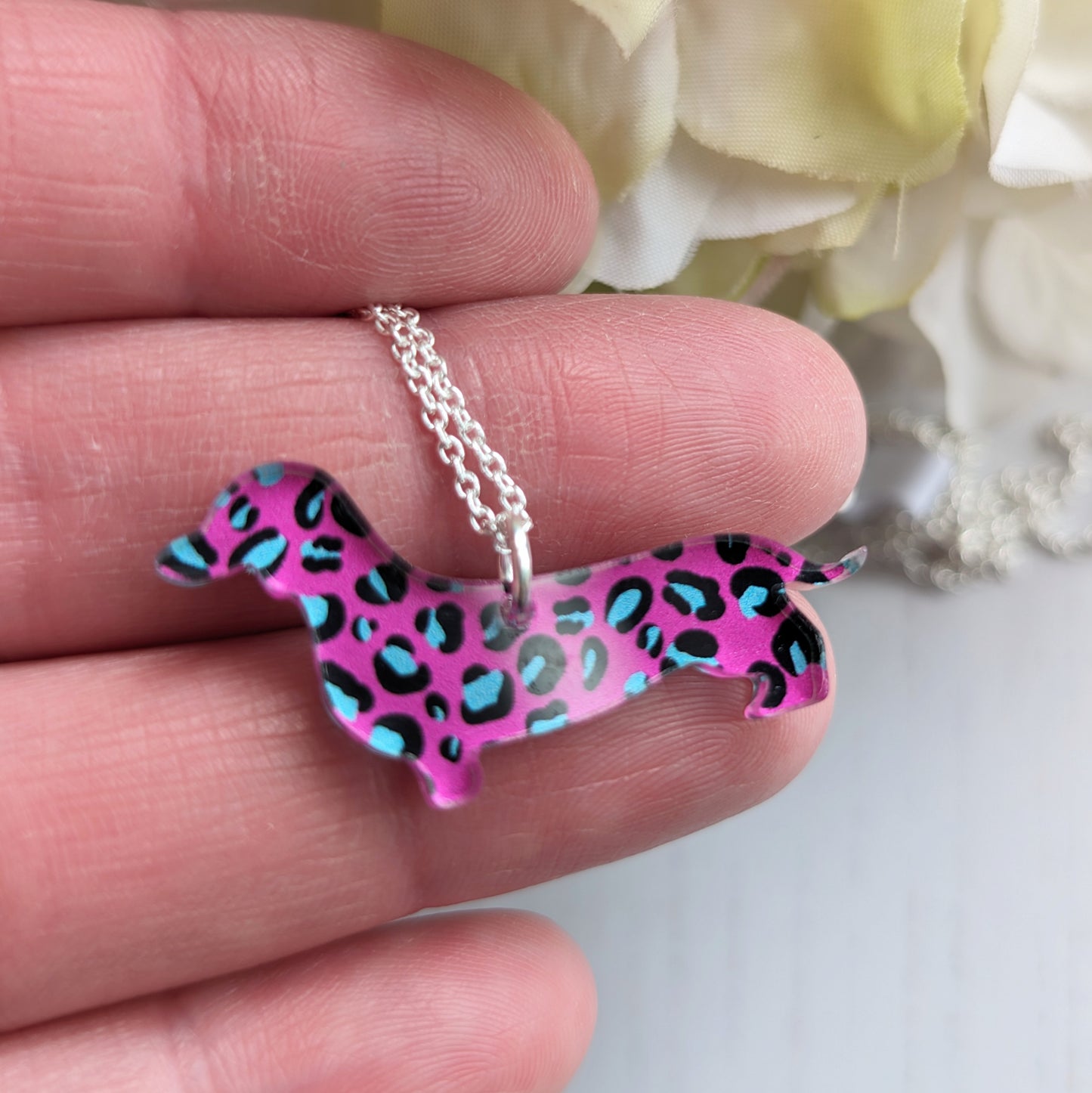 Sausage Dog Pendant Pink Leopard Priny