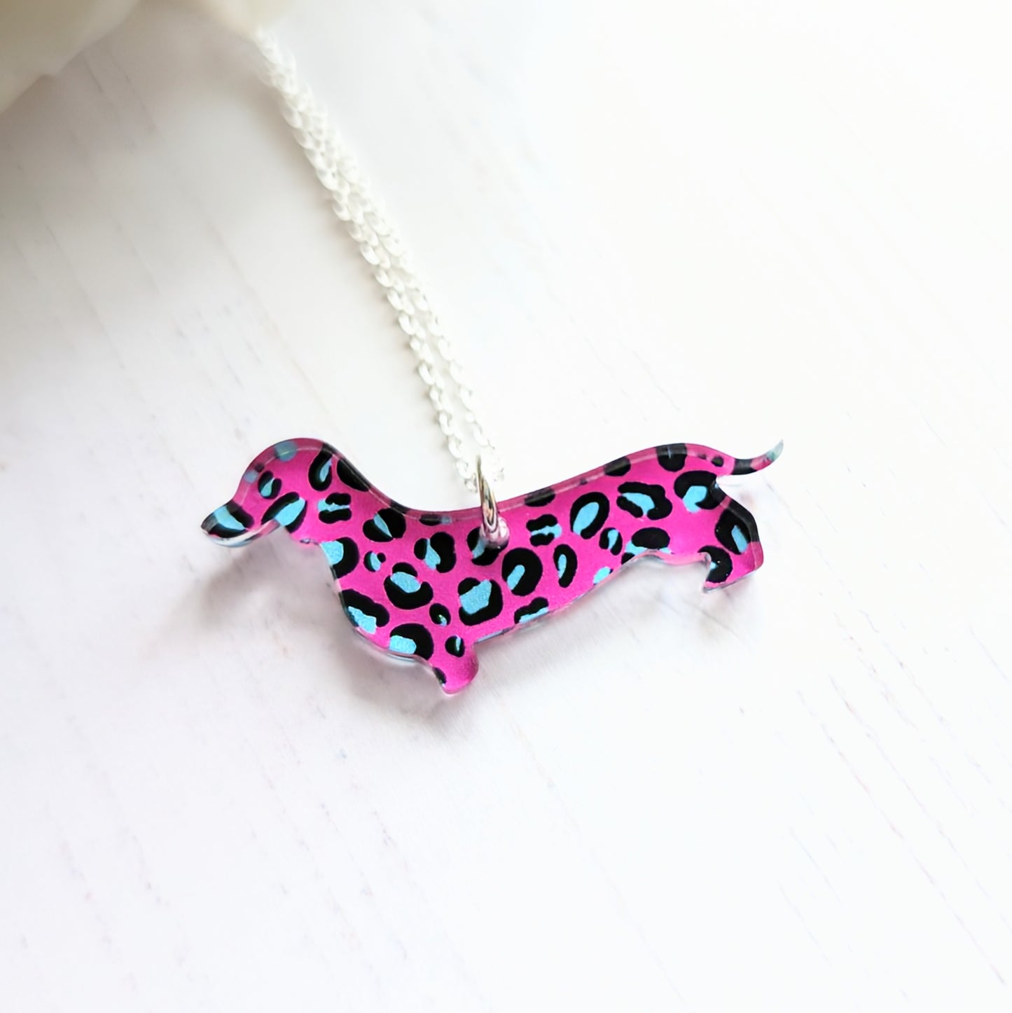 Sausage Dog Pendant Pink Leopard Priny
