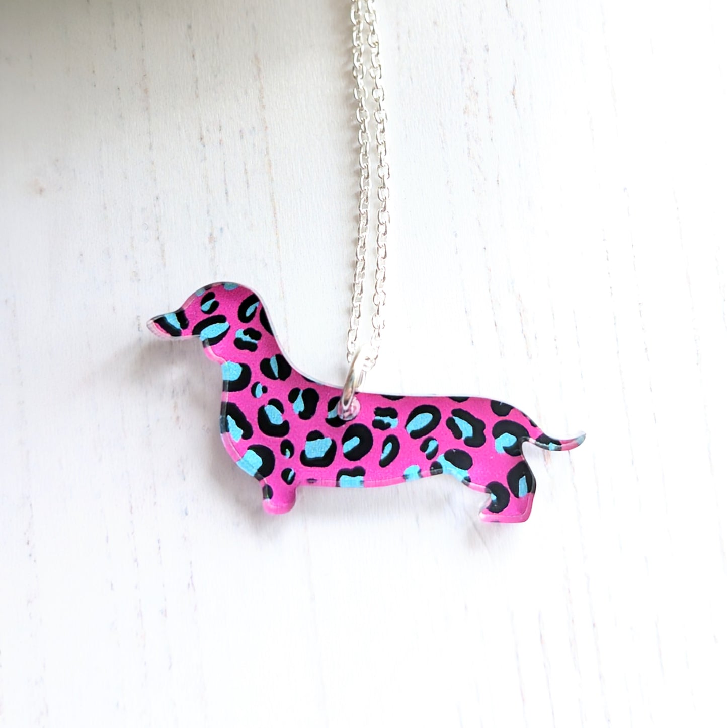 Sausage Dog Pendant Pink Leopard Priny