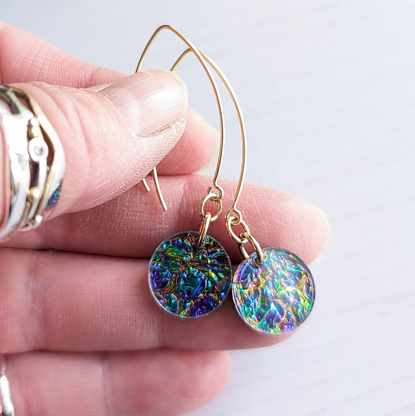 Dichrolam Yellow Gold Fill Circle Drop Earrings