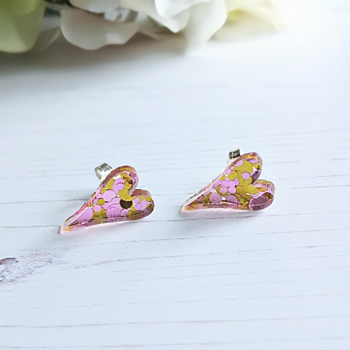Heart Studs Glitter