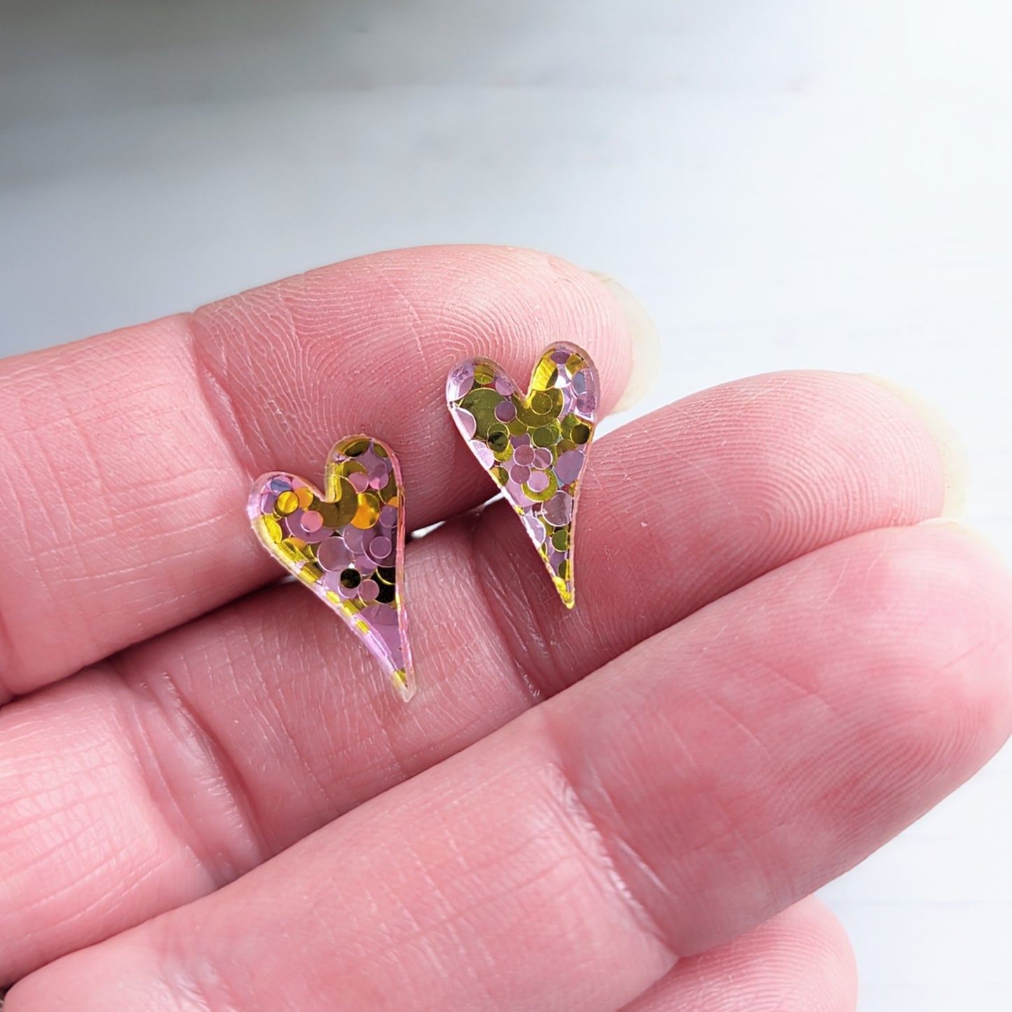 Heart Studs Glitter