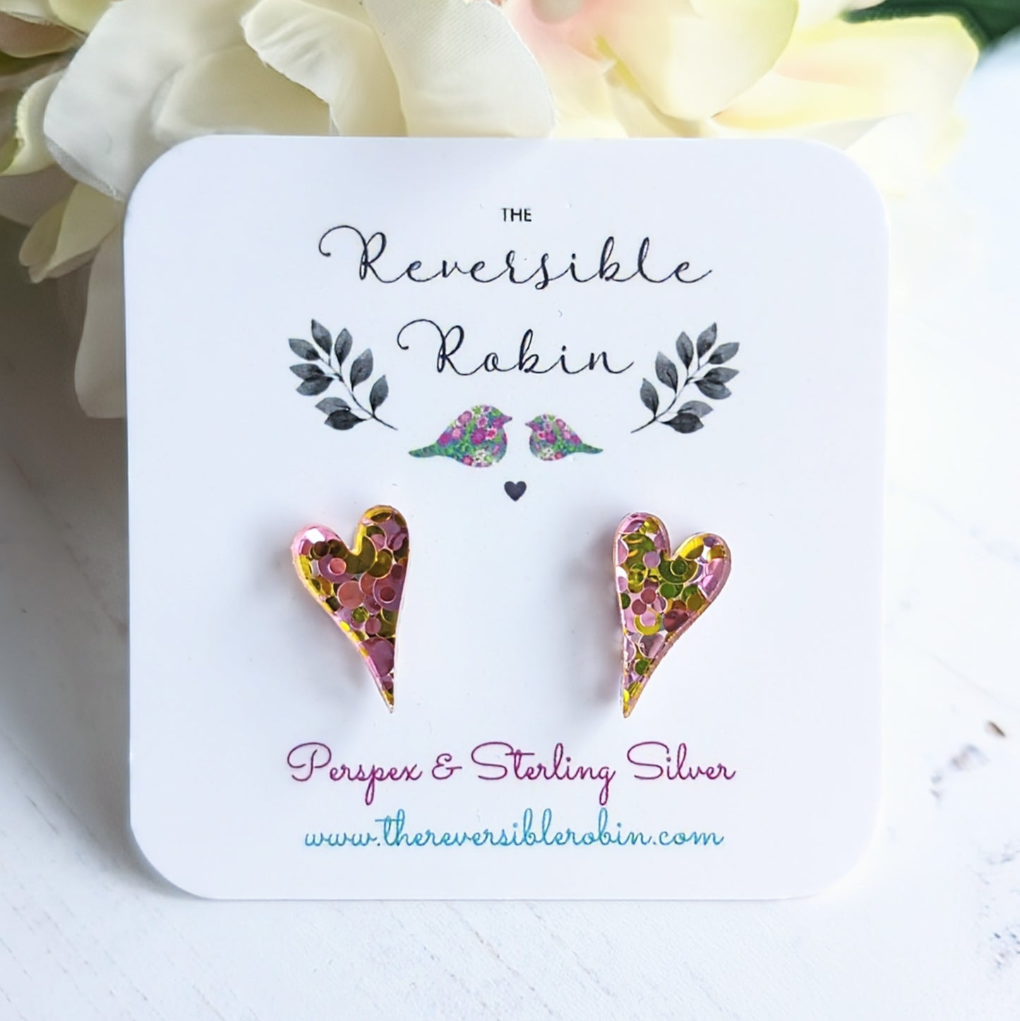Heart Studs Glitter