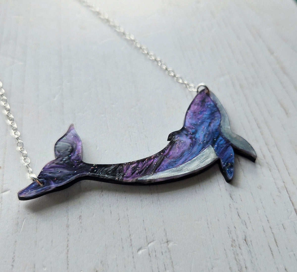 Whale Necklace with pearl tummy