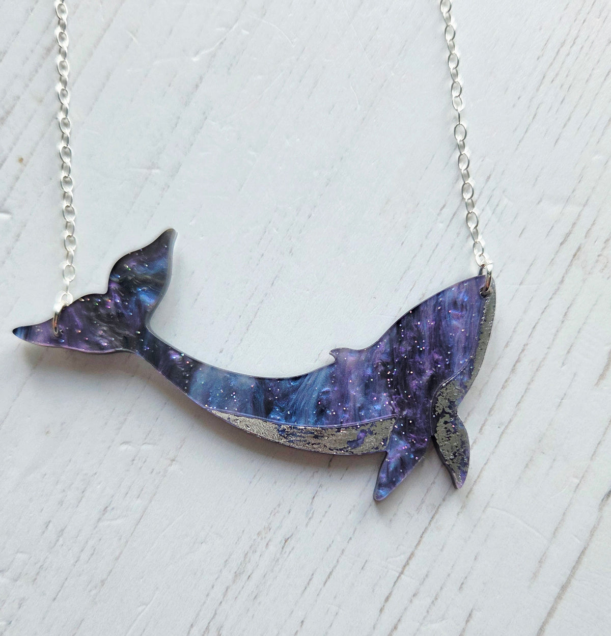 Whale Necklace, silver tummy