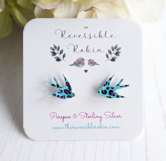 Swallow studs, leopard print