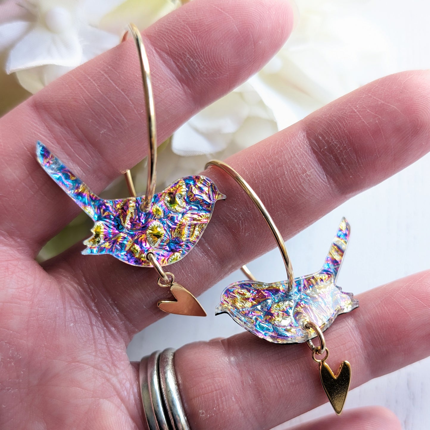 Yellow Gold Dichrolam Wren Hoop Earrings