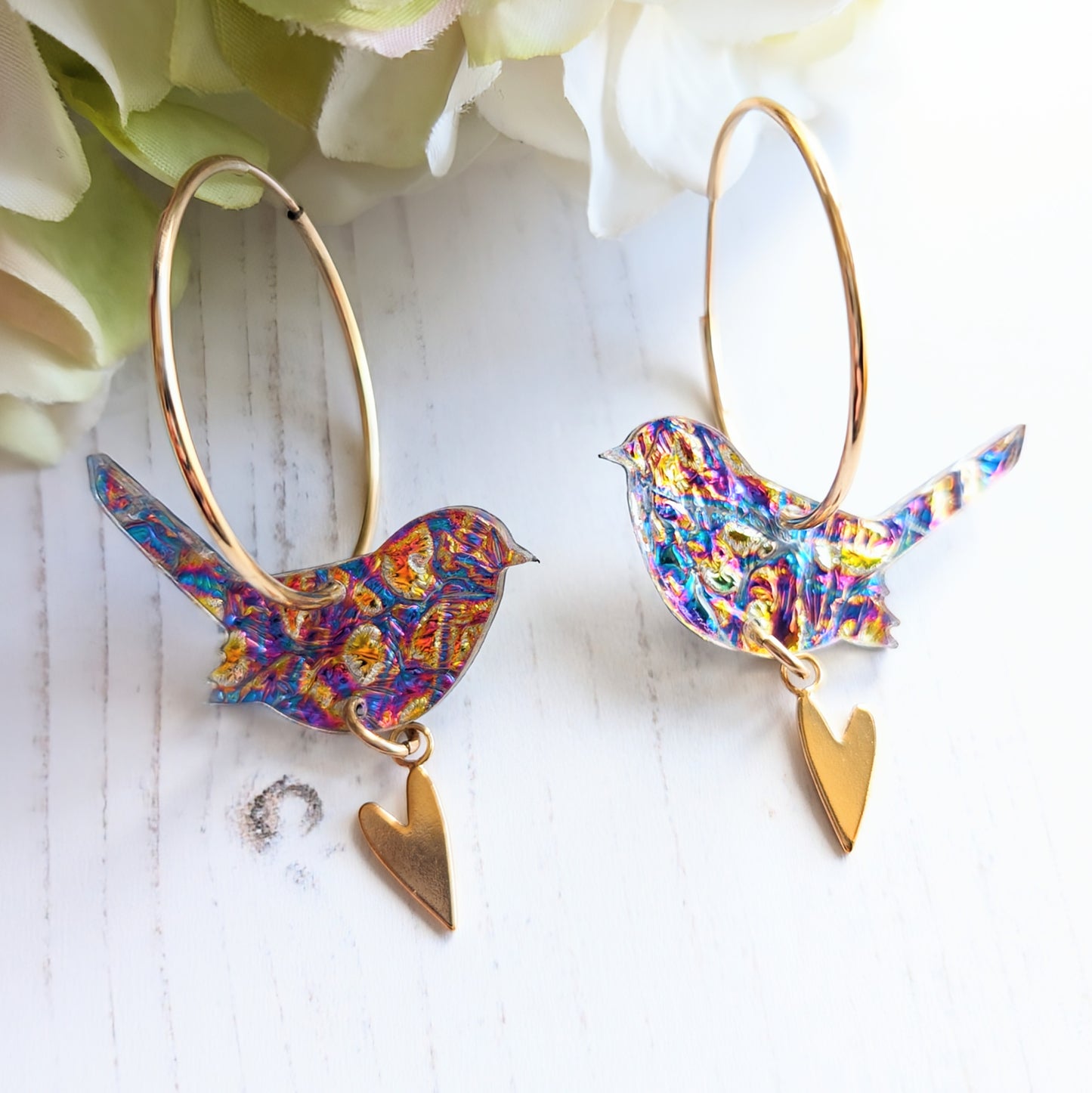 Yellow Gold Dichrolam Wren Hoop Earrings
