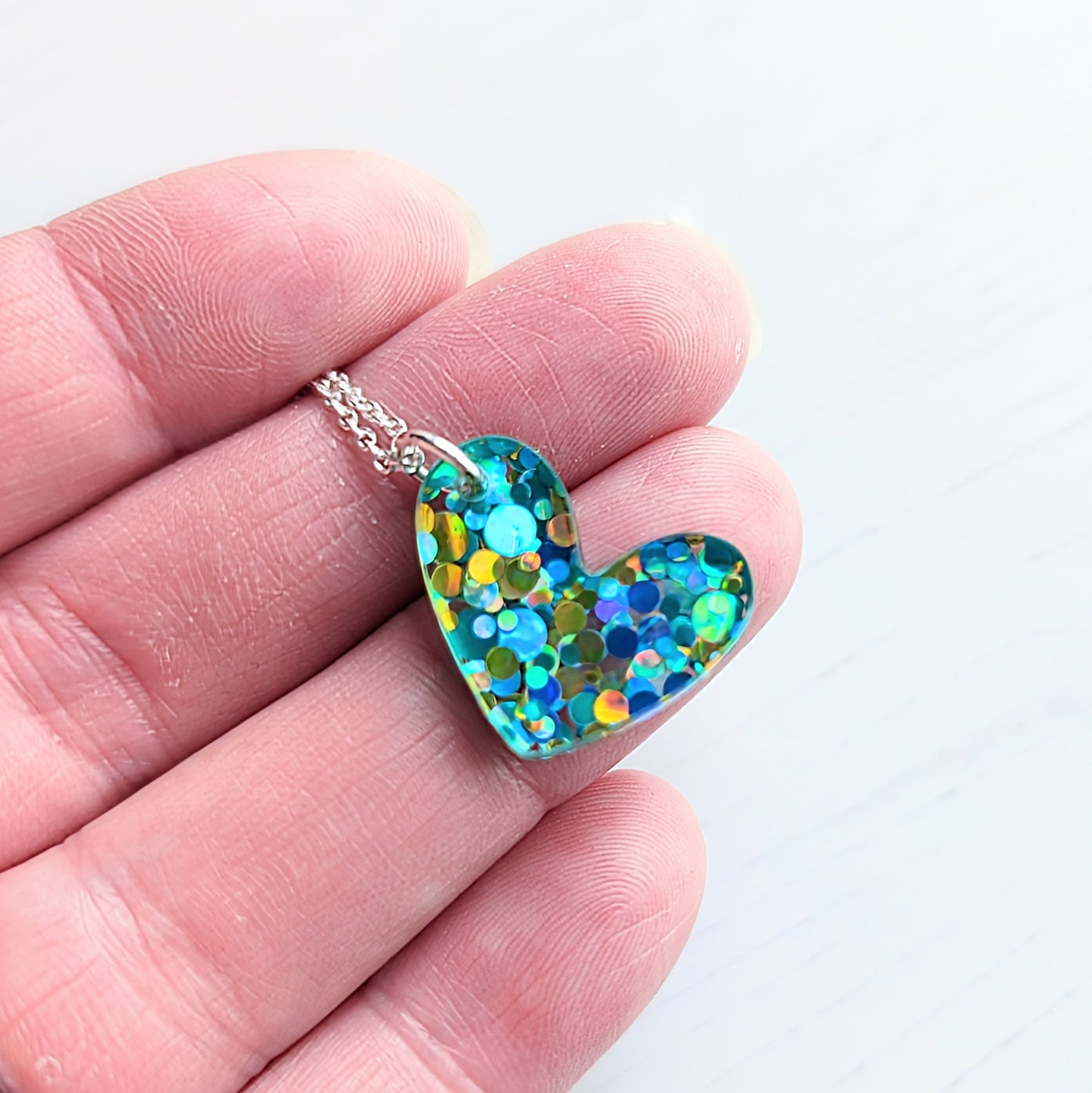 Glitter Puffy Heart Pendant