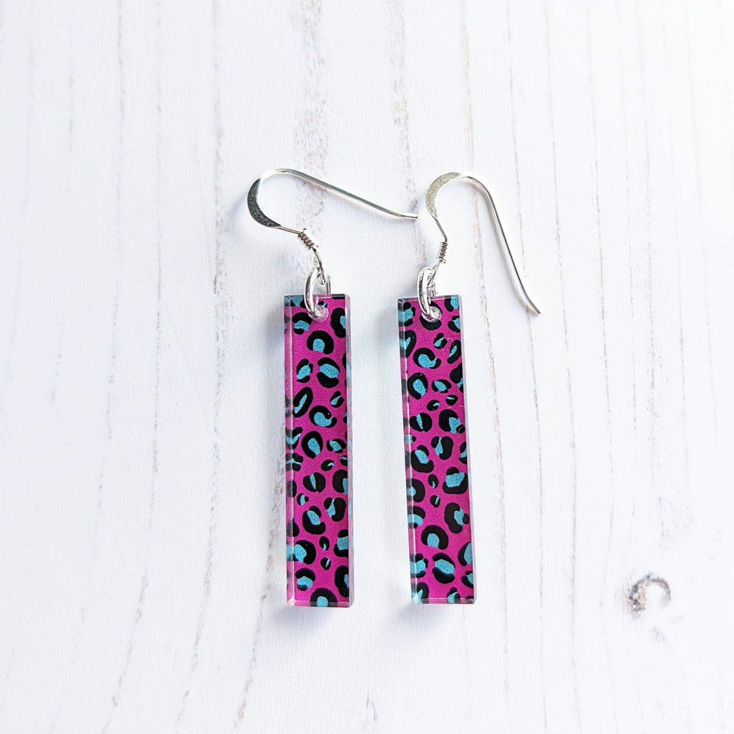 Long Ingot Leopard print Hook earrings