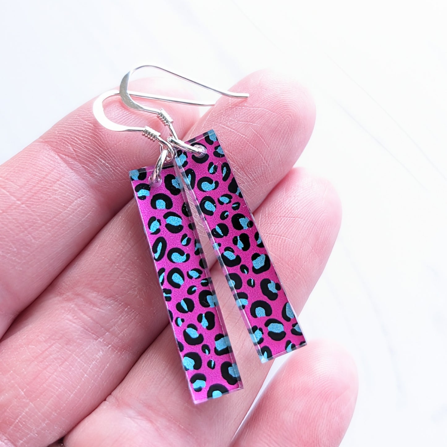 Long Ingot Leopard print Hook earrings