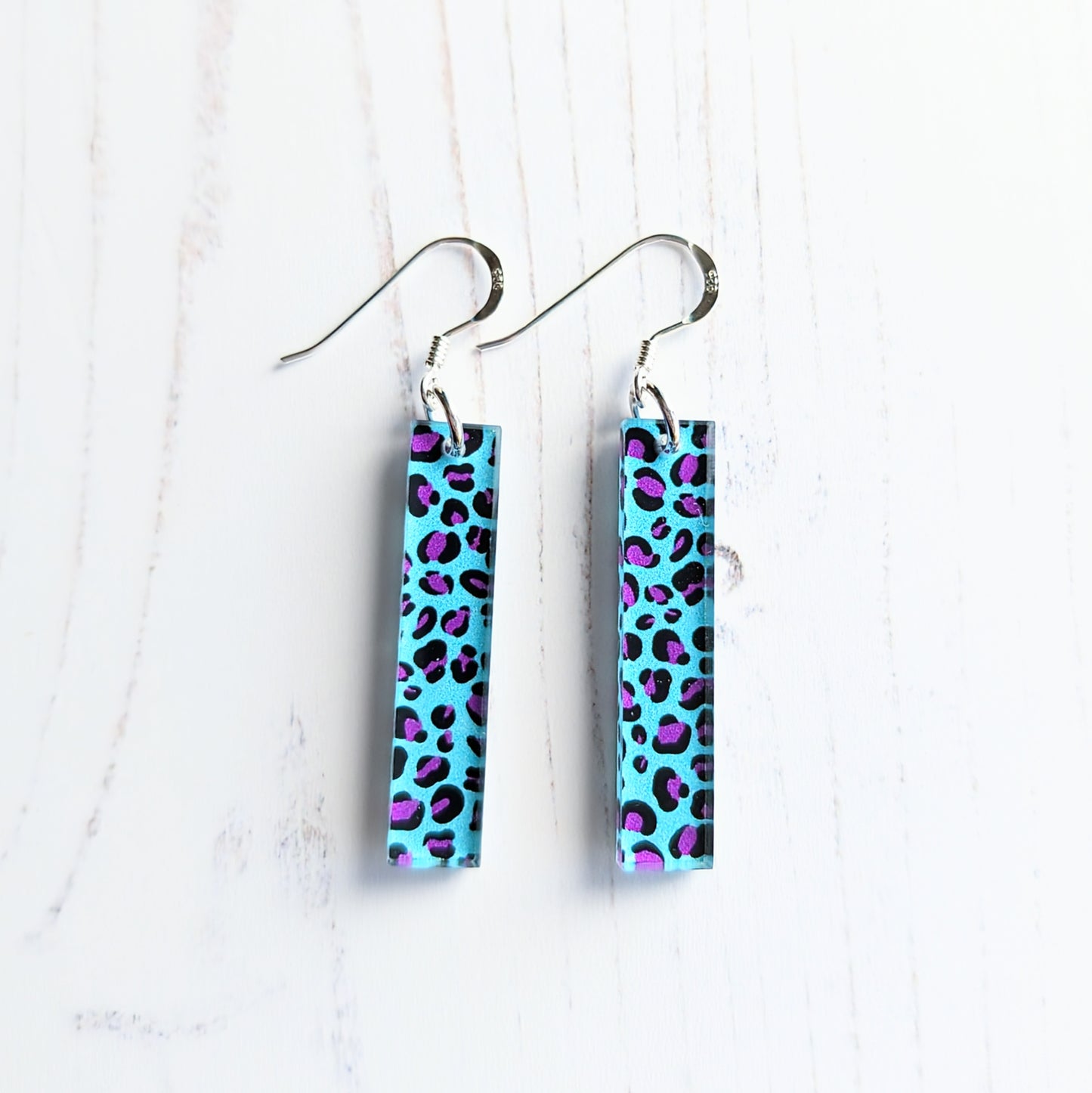 Long Ingot Leopard print Hook earrings
