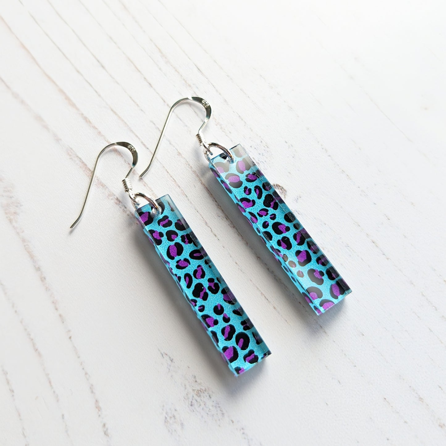 Long Ingot Leopard print Hook earrings