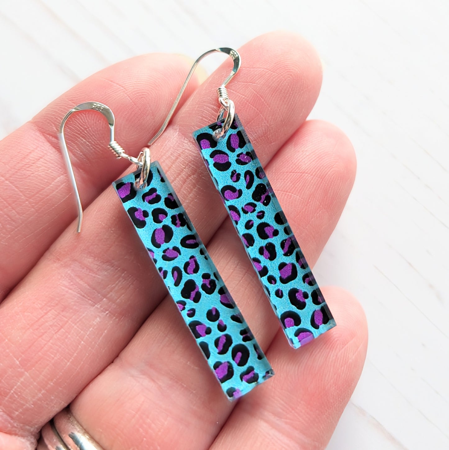 Long Ingot Leopard print Hook earrings
