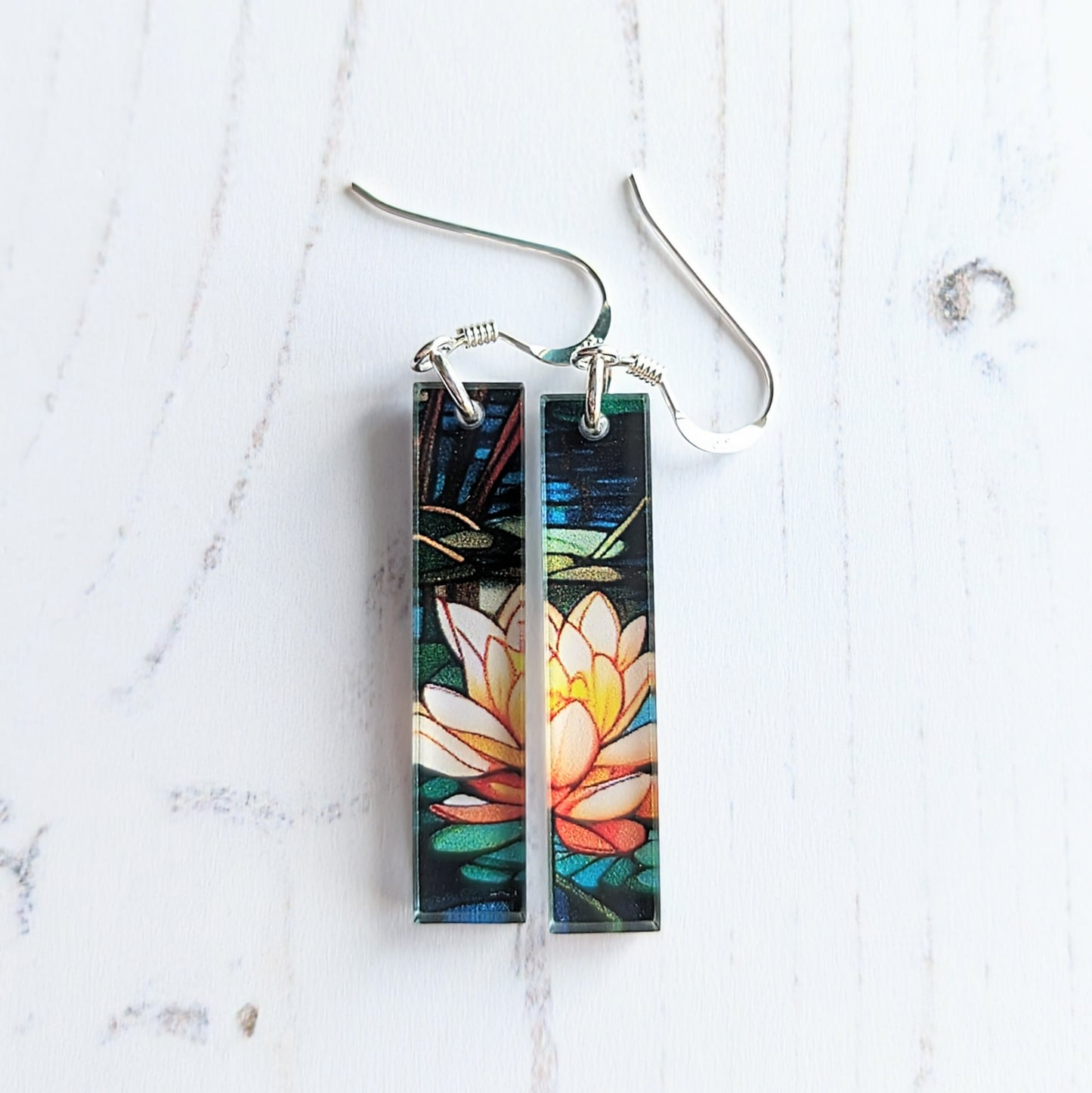 Water Lily drop earrings