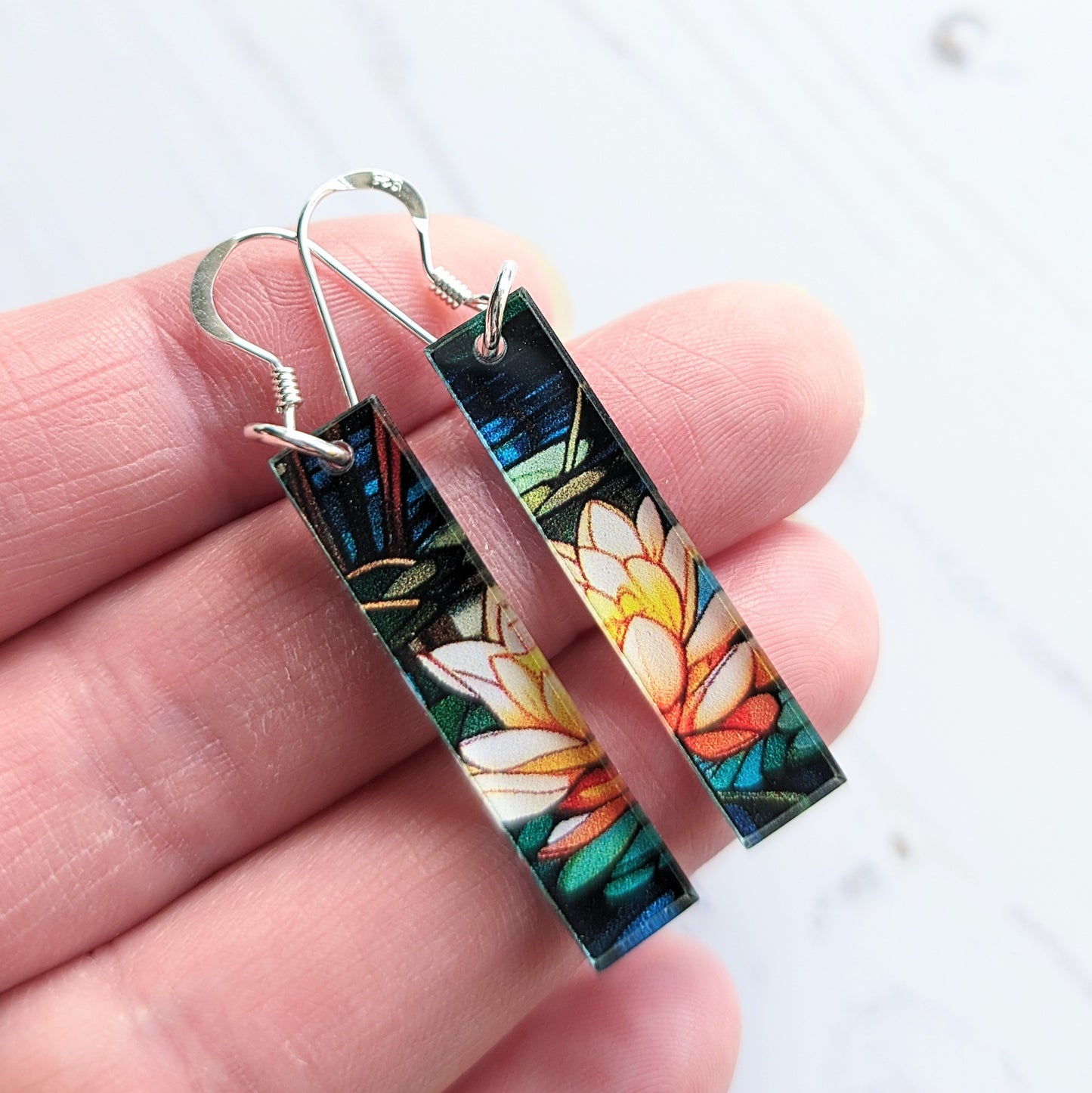 Water Lily drop earrings