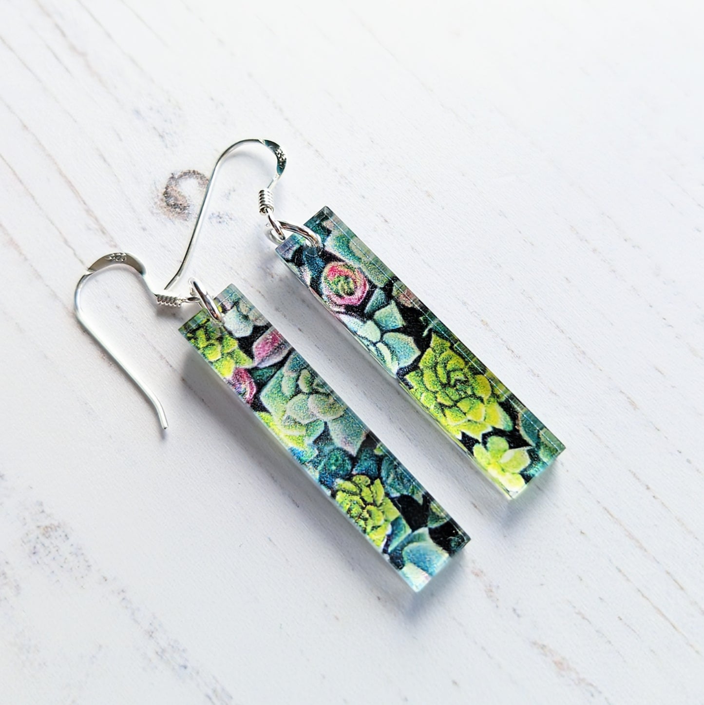 Succulent drop earrings