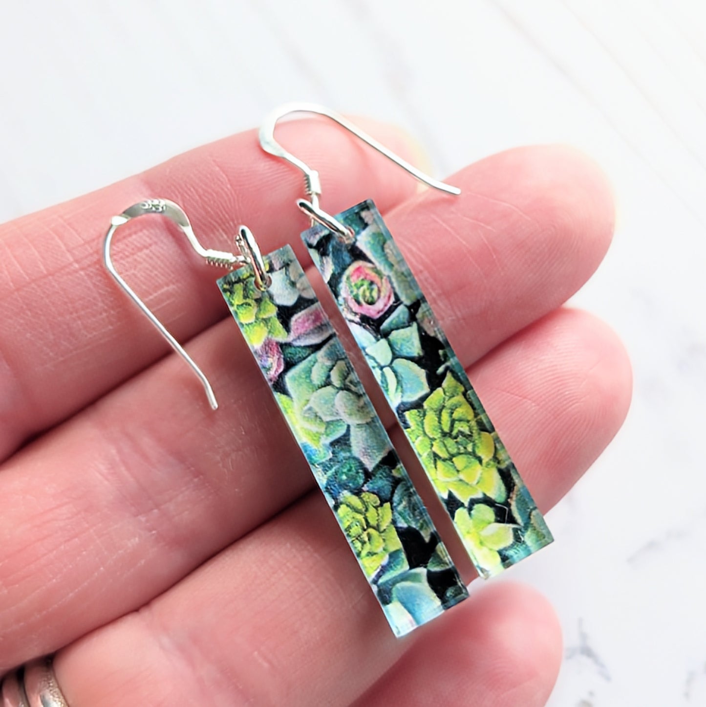 Succulent drop earrings