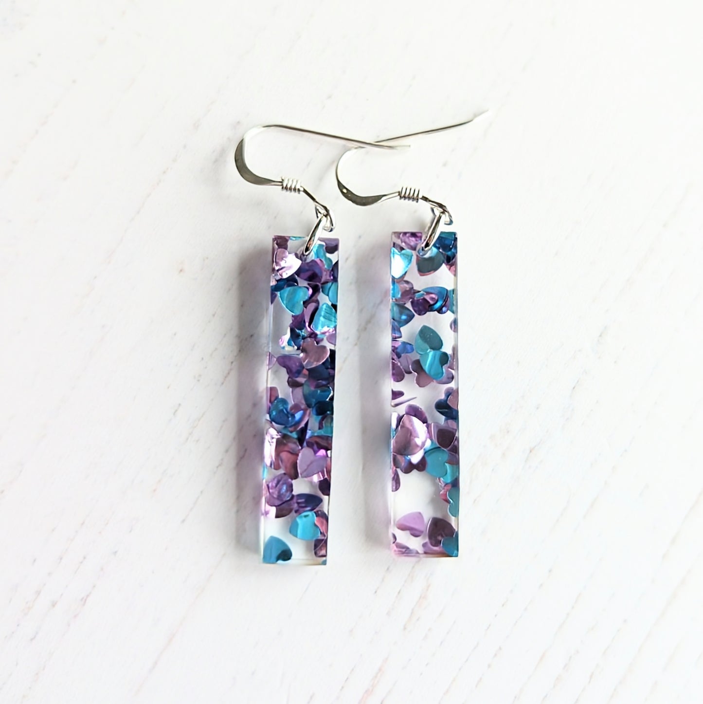 Ingot Drop Earrings Heart Confetti
