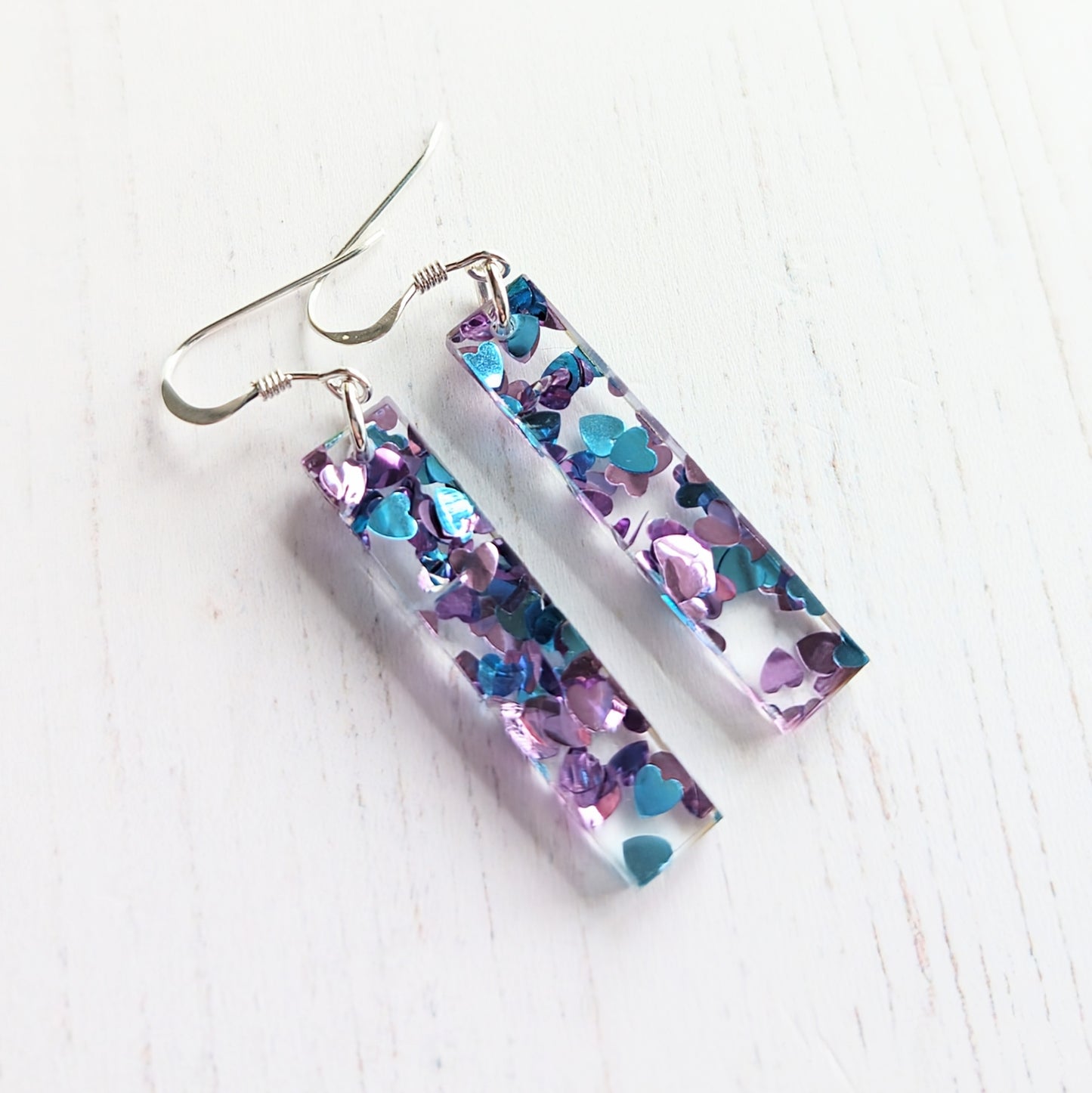 Ingot Drop Earrings Heart Confetti