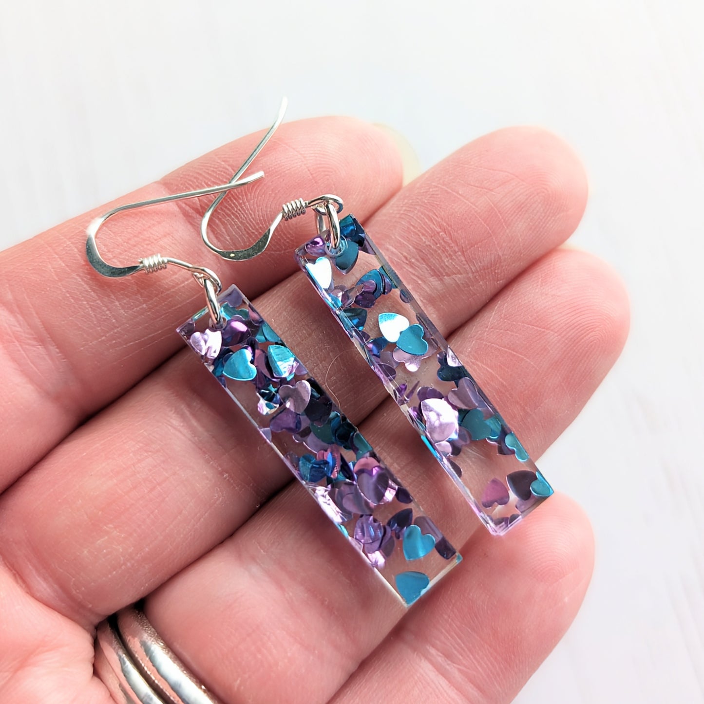 Ingot Drop Earrings Heart Confetti