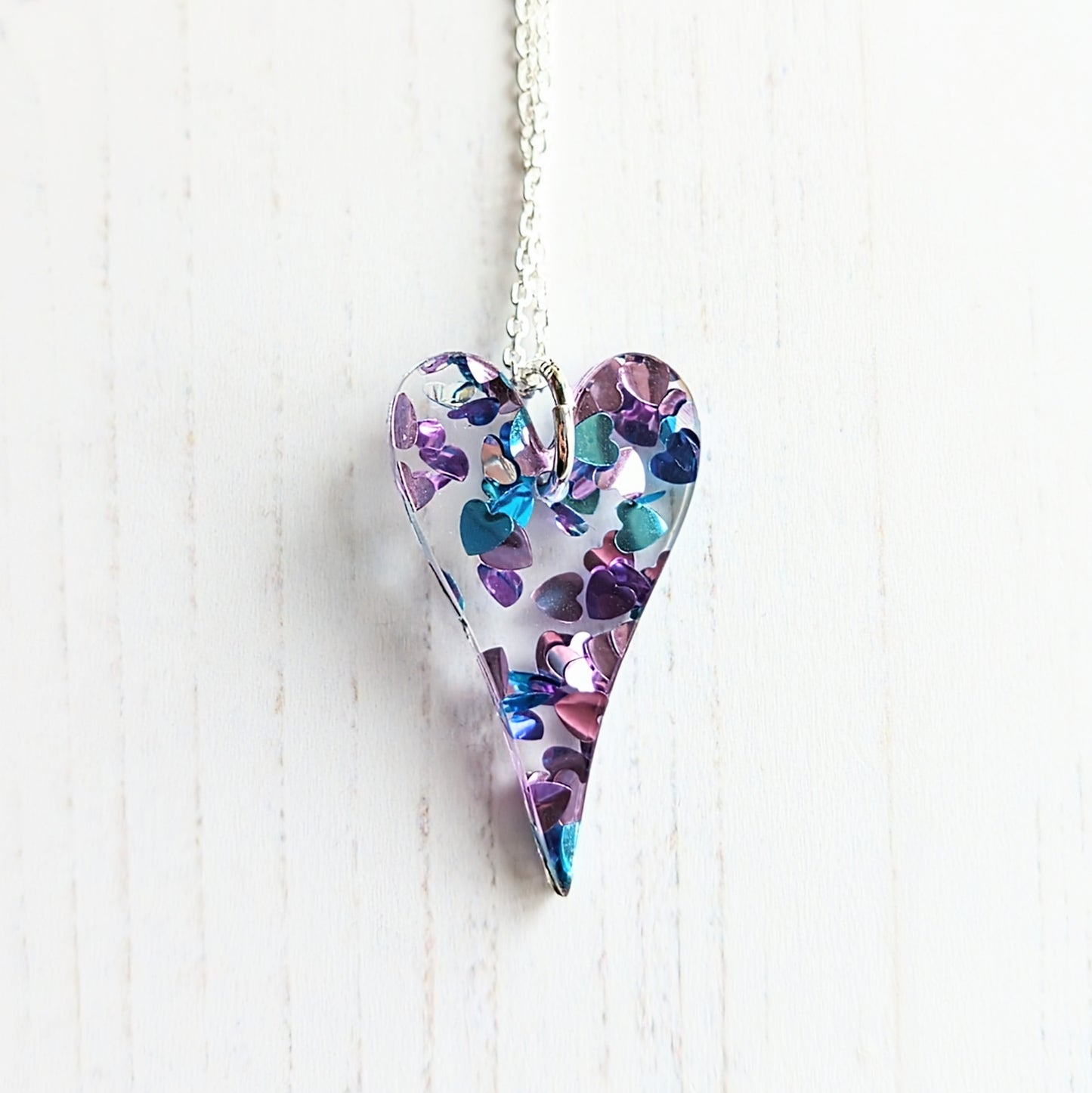 Long Heart Confetti Pendant