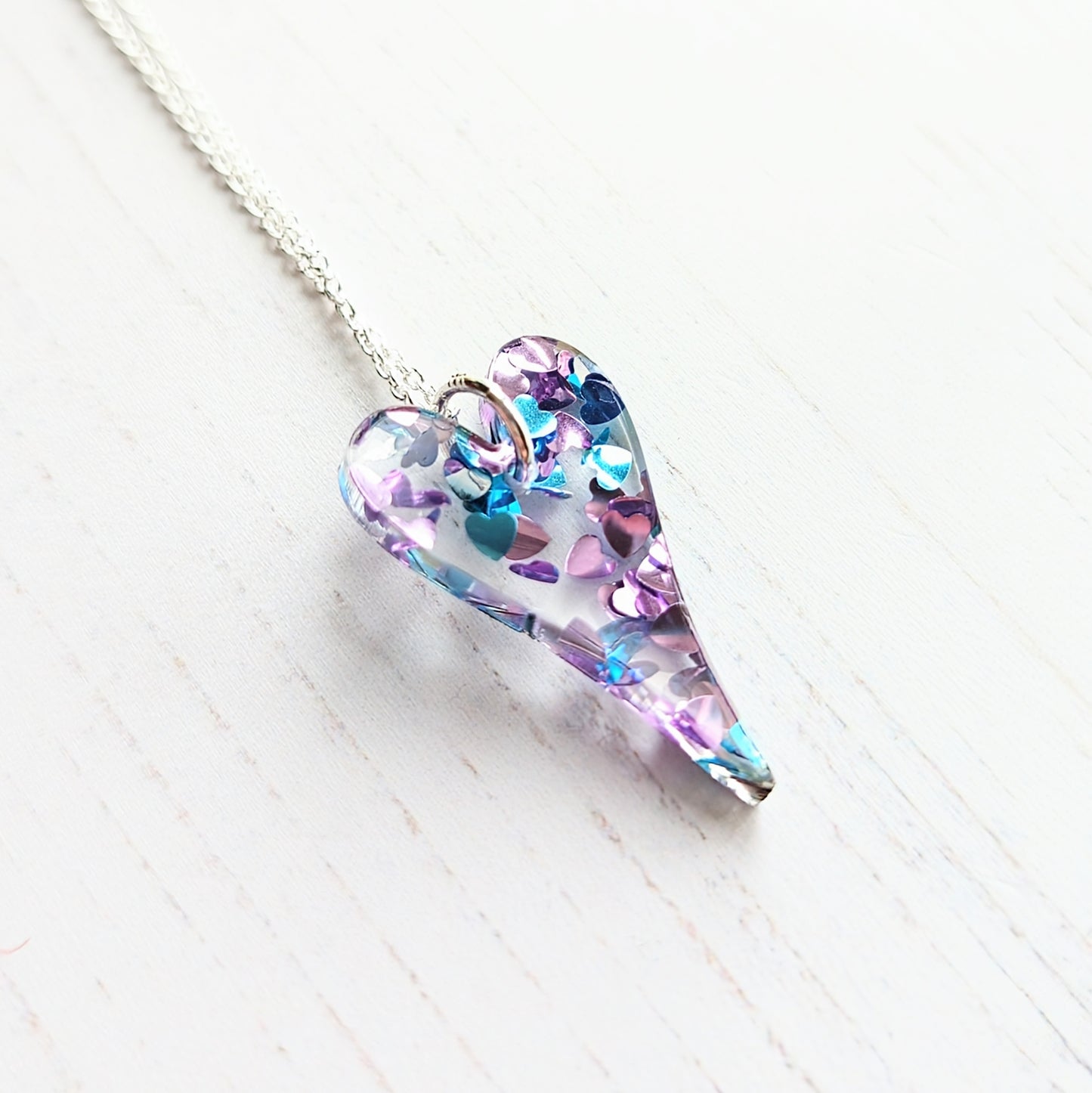 Long Heart Confetti Pendant