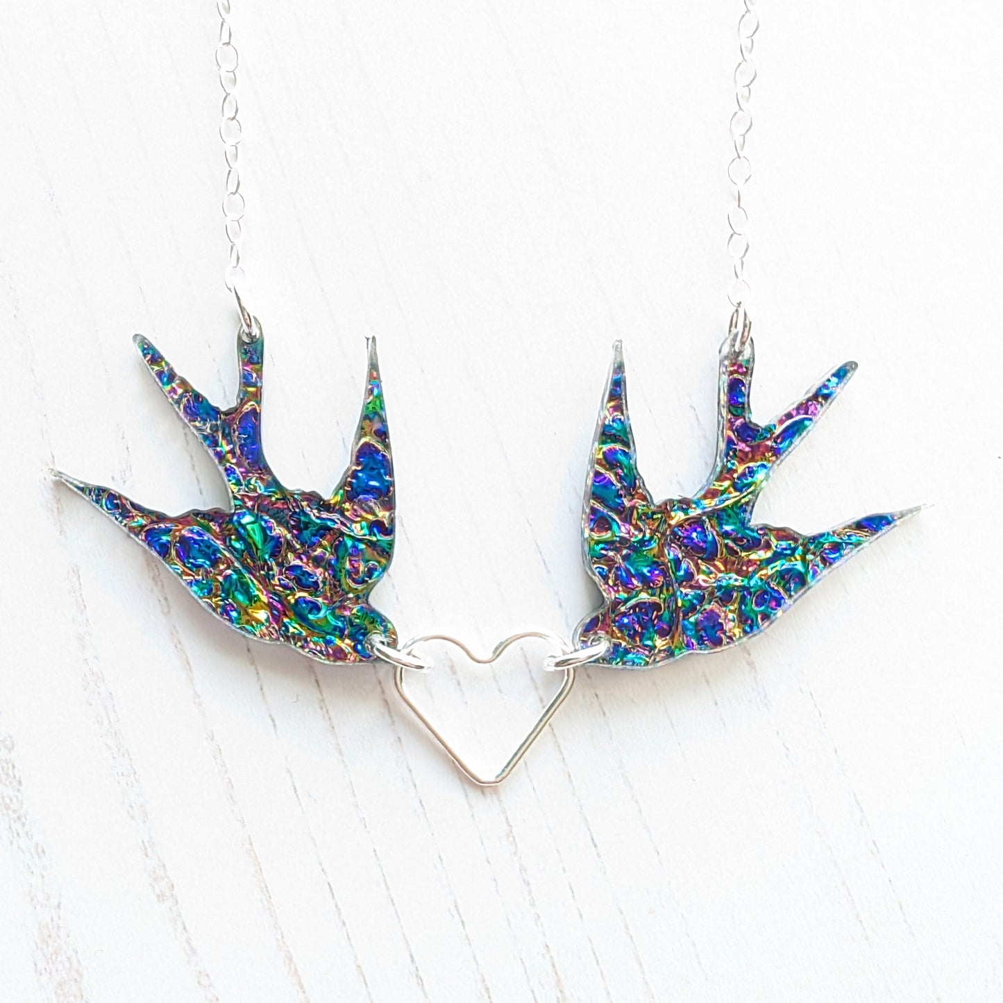 Double Swallow & Heart in Dichrolam