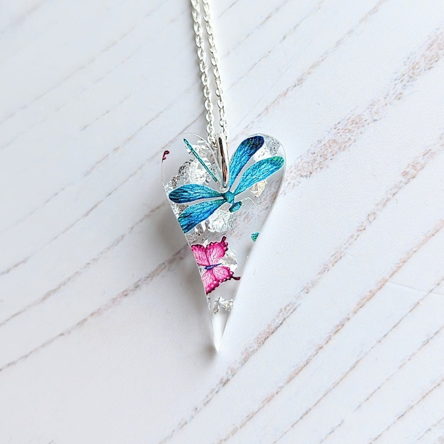 Long Heart with Dragonfly & Butterfly