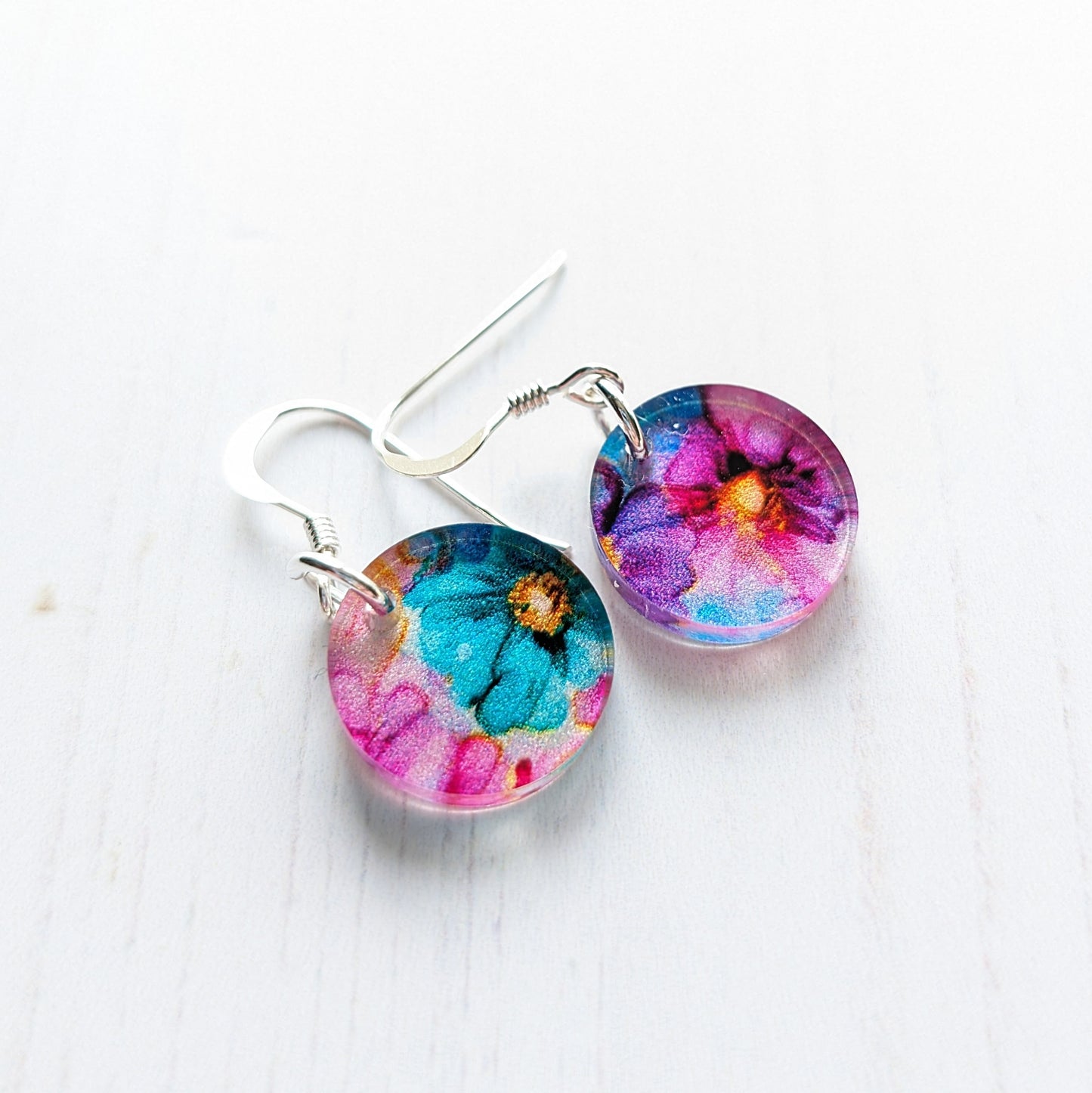Circle Drop Earrings Floral