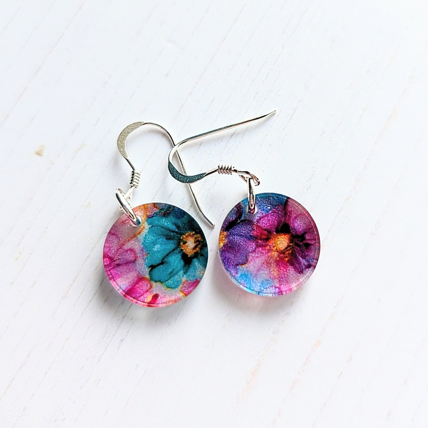 Circle Drop Earrings Floral