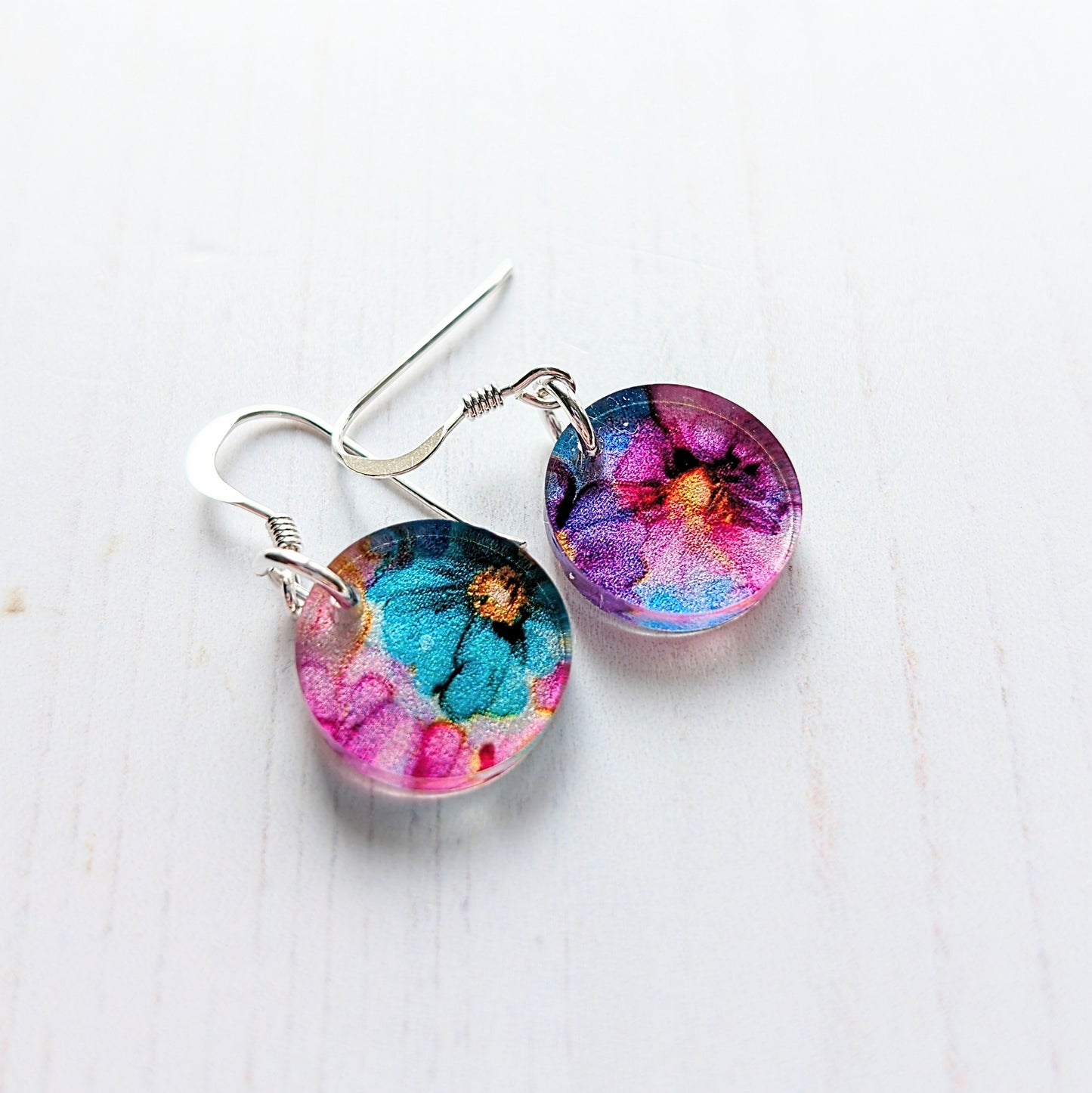 Circle Drop Earrings Floral
