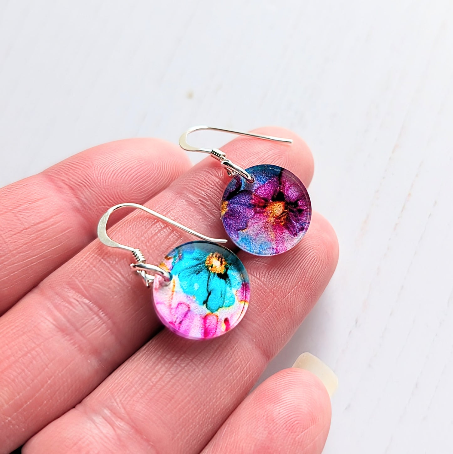 Circle Drop Earrings Floral