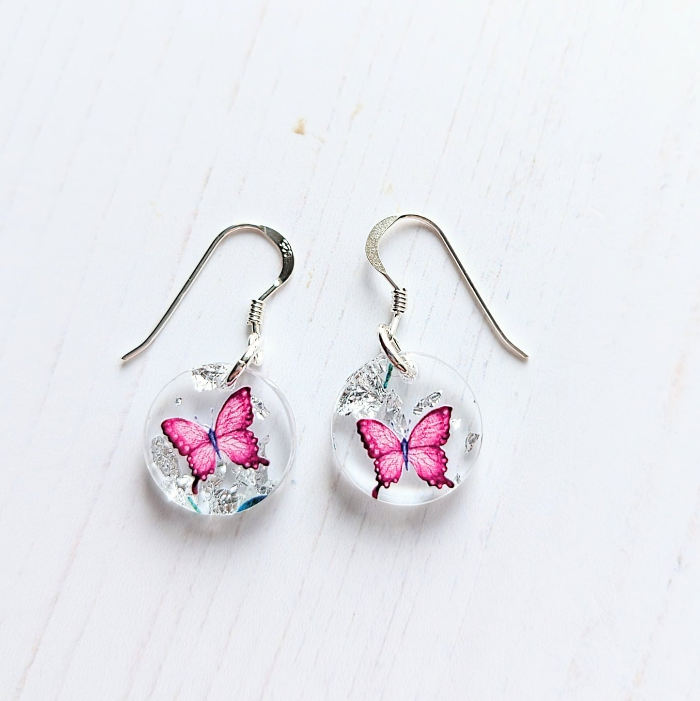 Circle drop earrings Butterfly