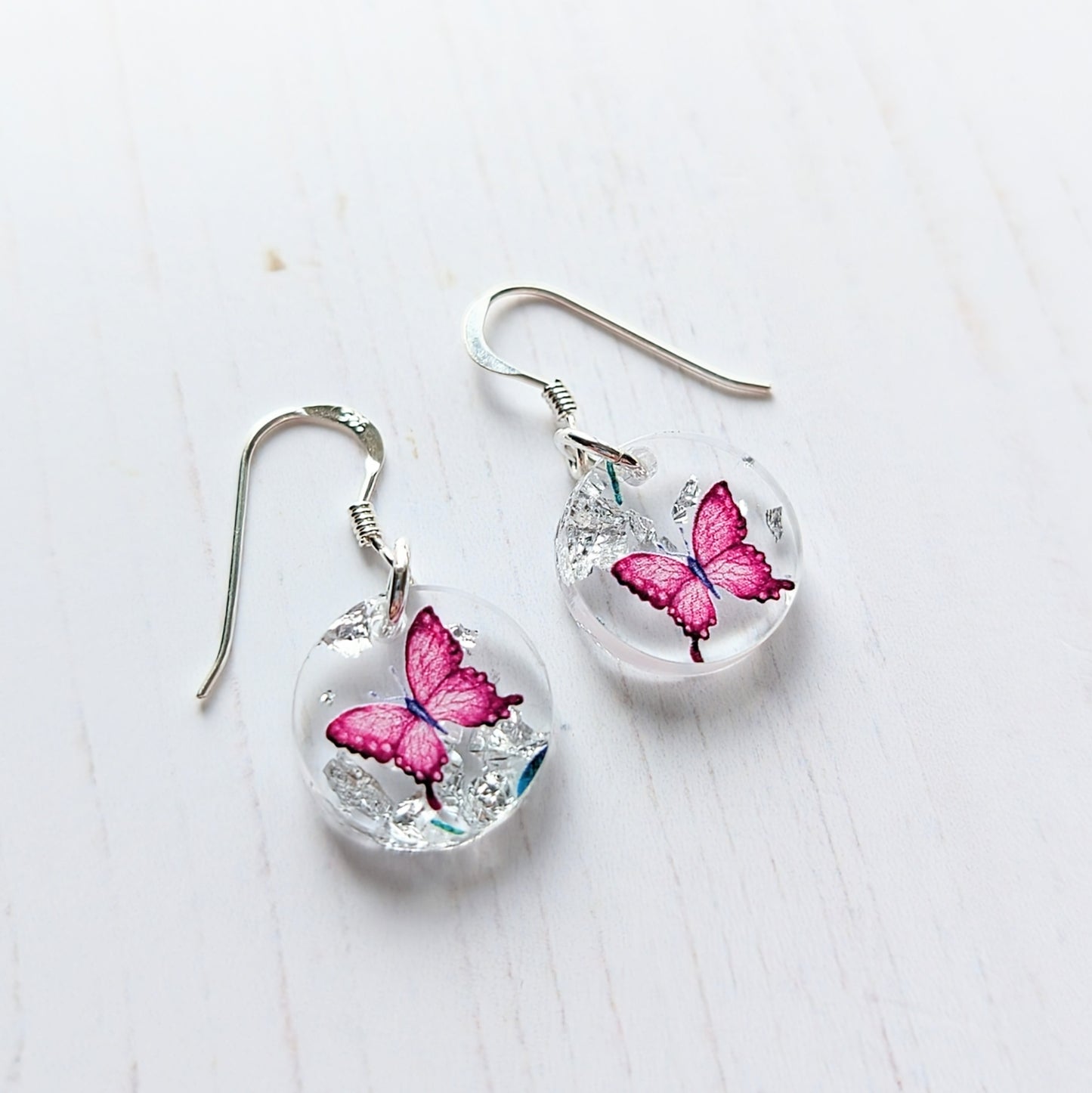 Circle drop earrings Butterfly