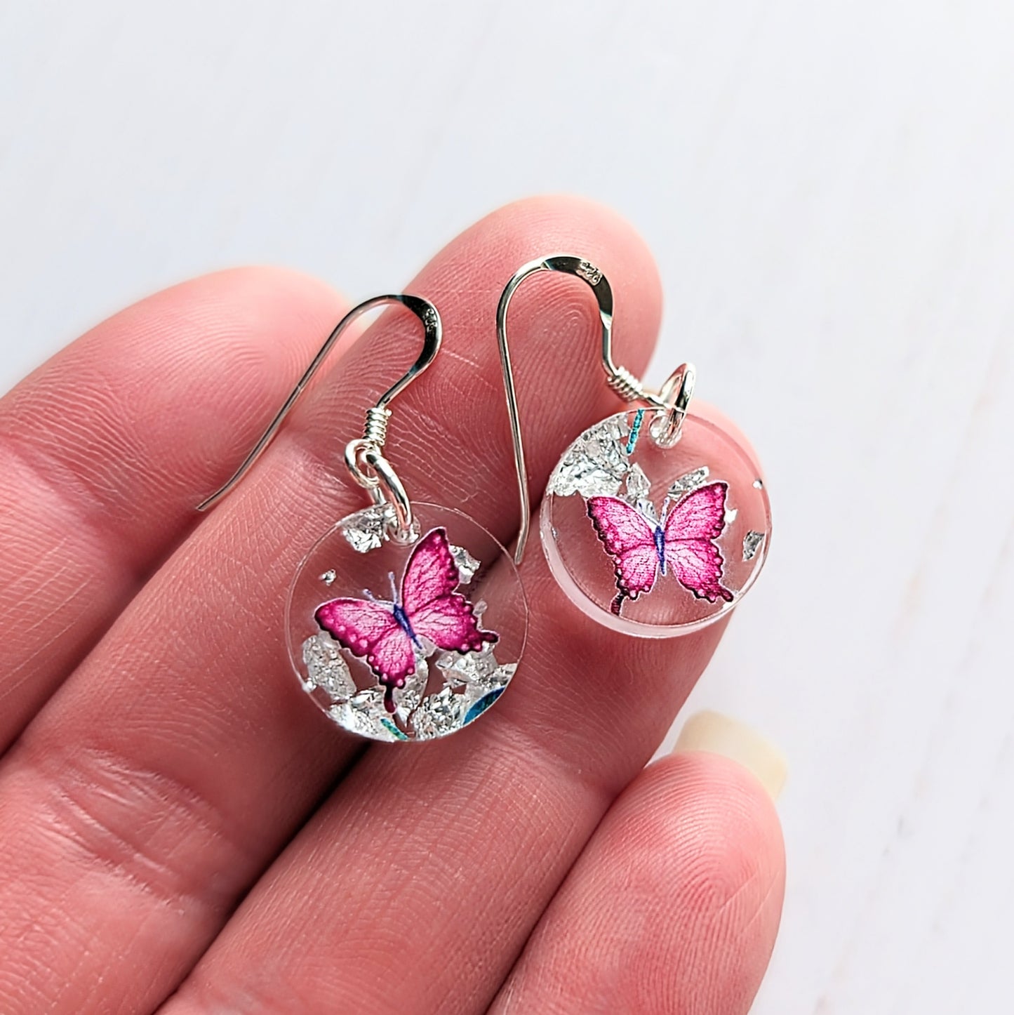 Circle drop earrings Butterfly