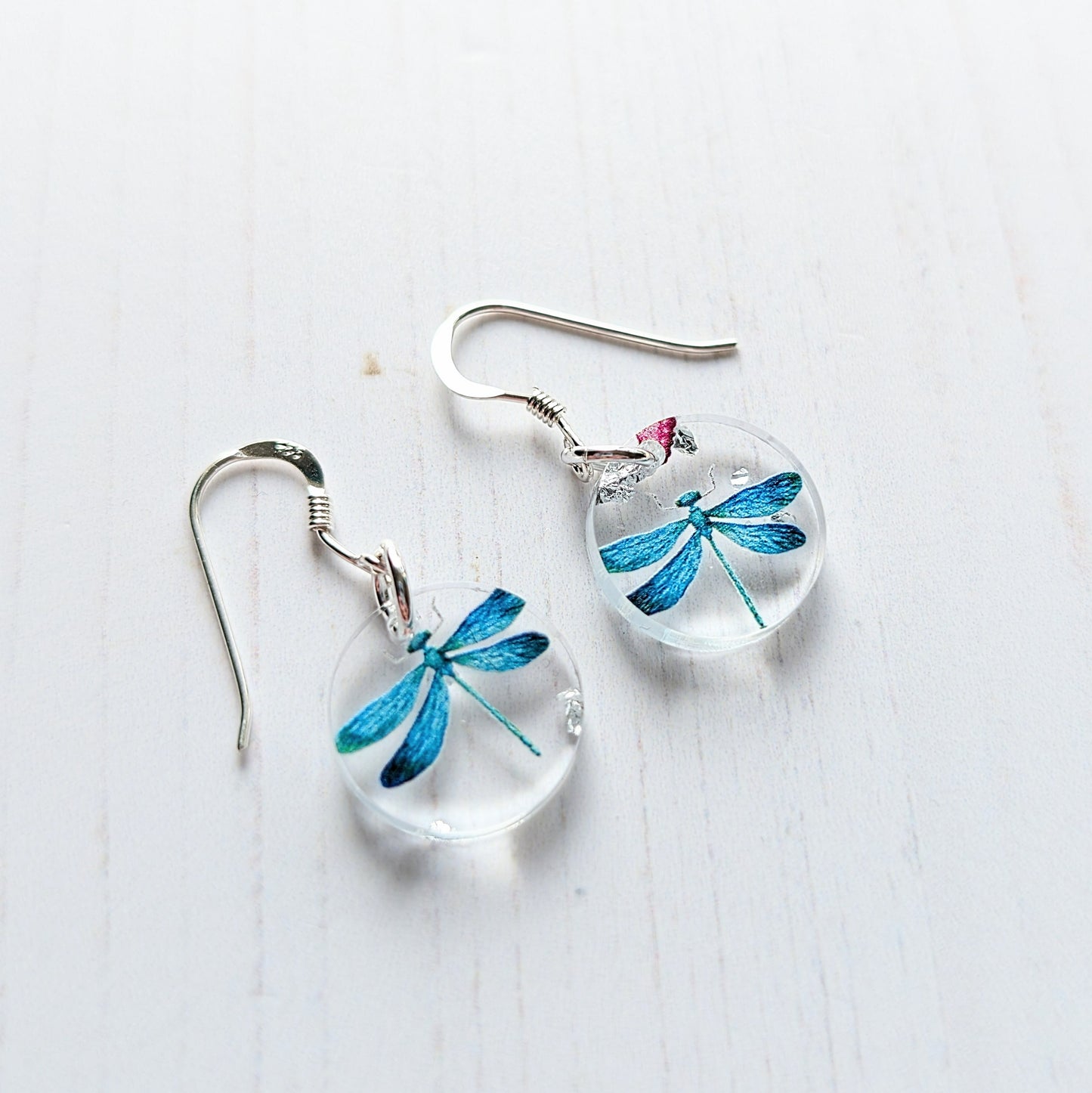 Circle Drop Earrings Dragonfly