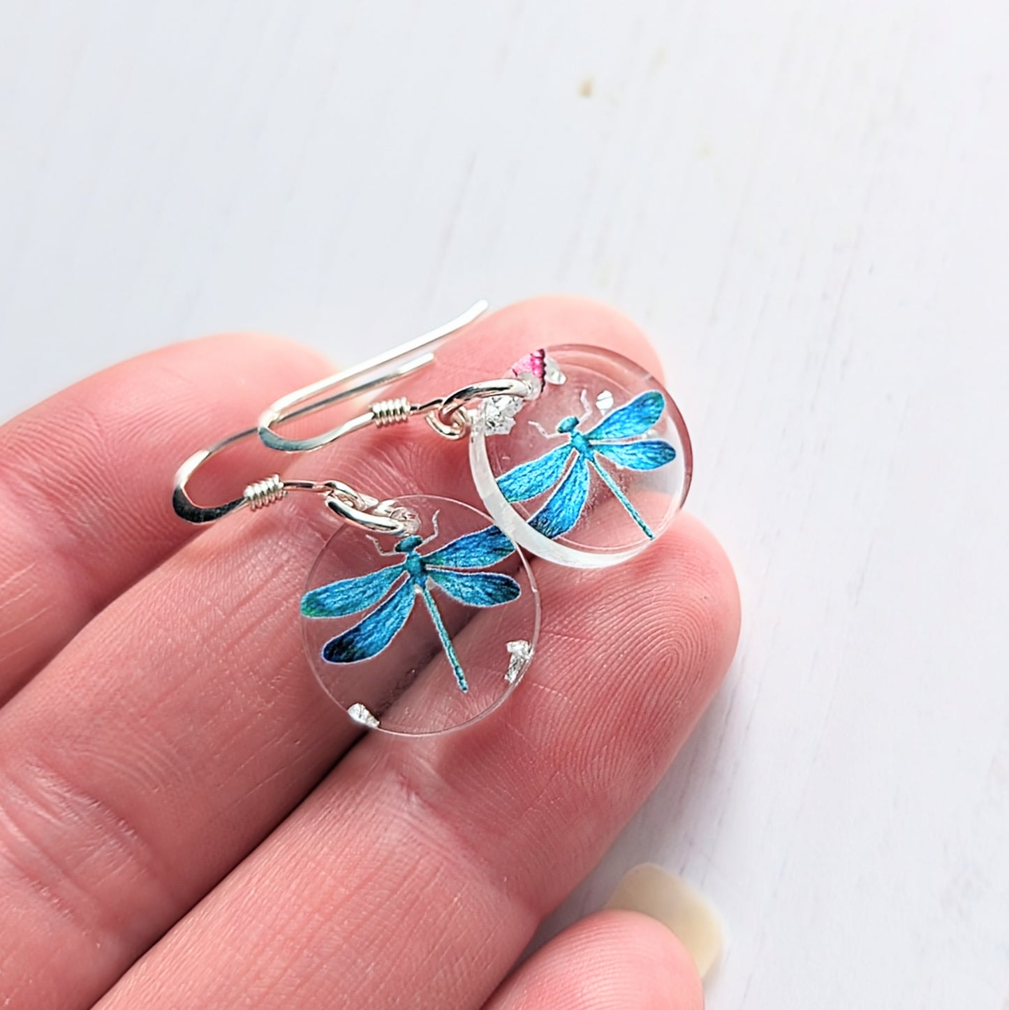 Circle Drop Earrings Dragonfly