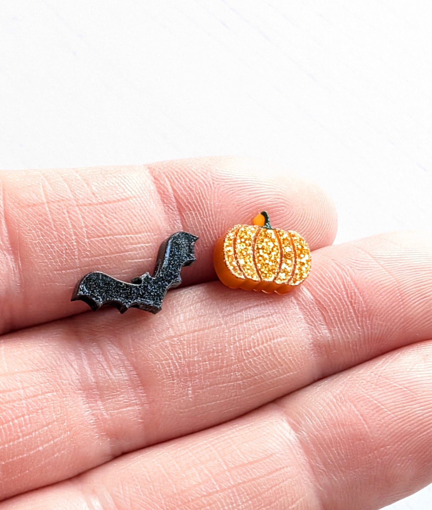 Pumpkin and Bat Studs