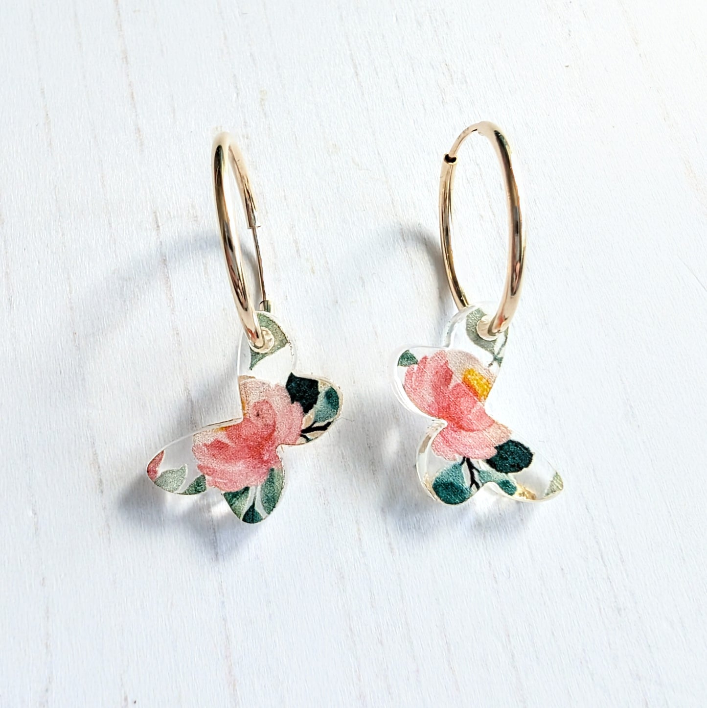 Butterfly Yellow Gold Fill Hoops