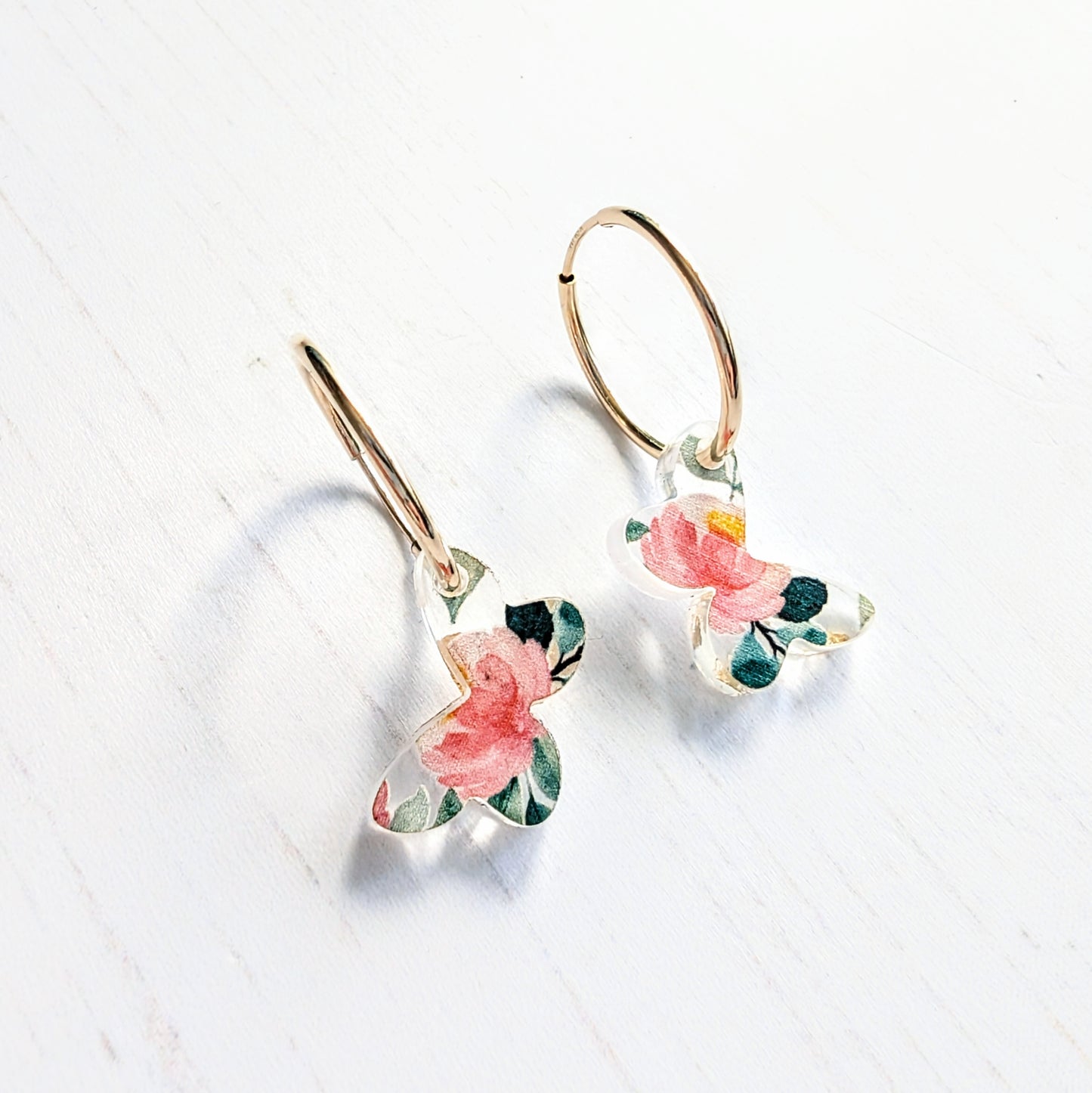 Butterfly Yellow Gold Fill Hoops