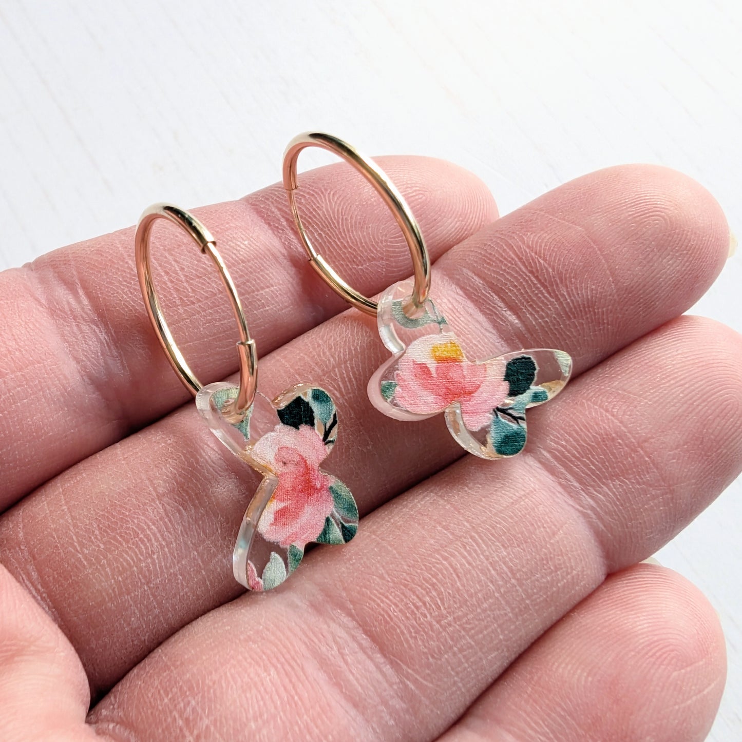Butterfly Yellow Gold Fill Hoops