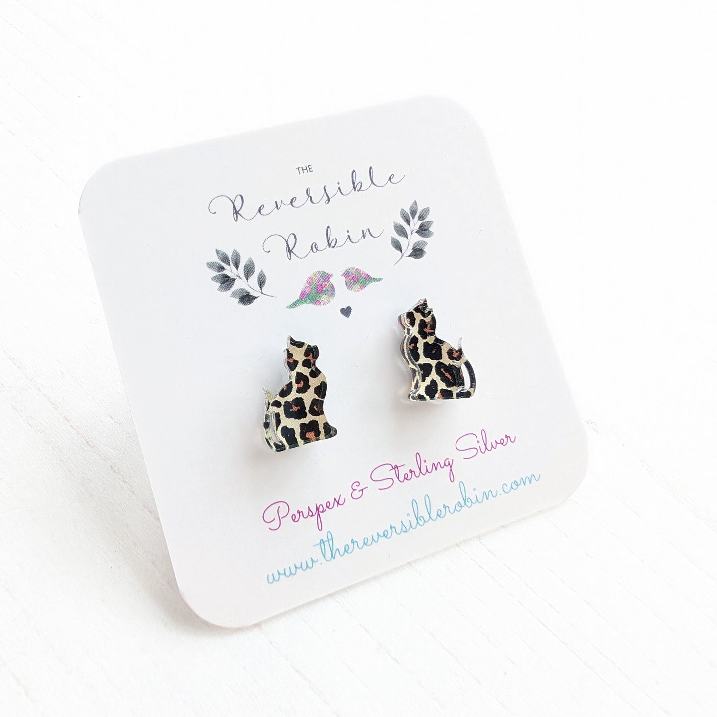 Cat studs, leopard print