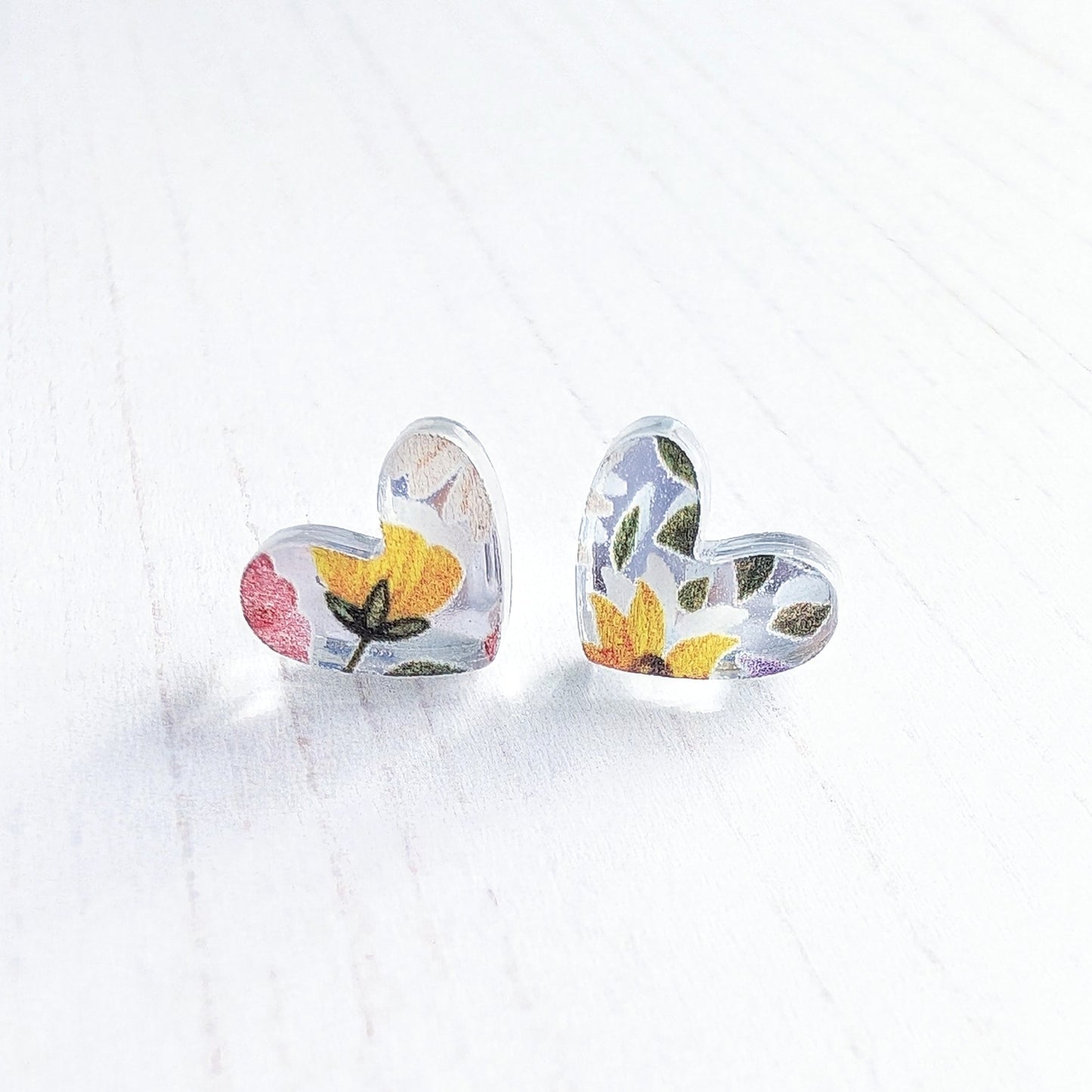 Puffy heart studs