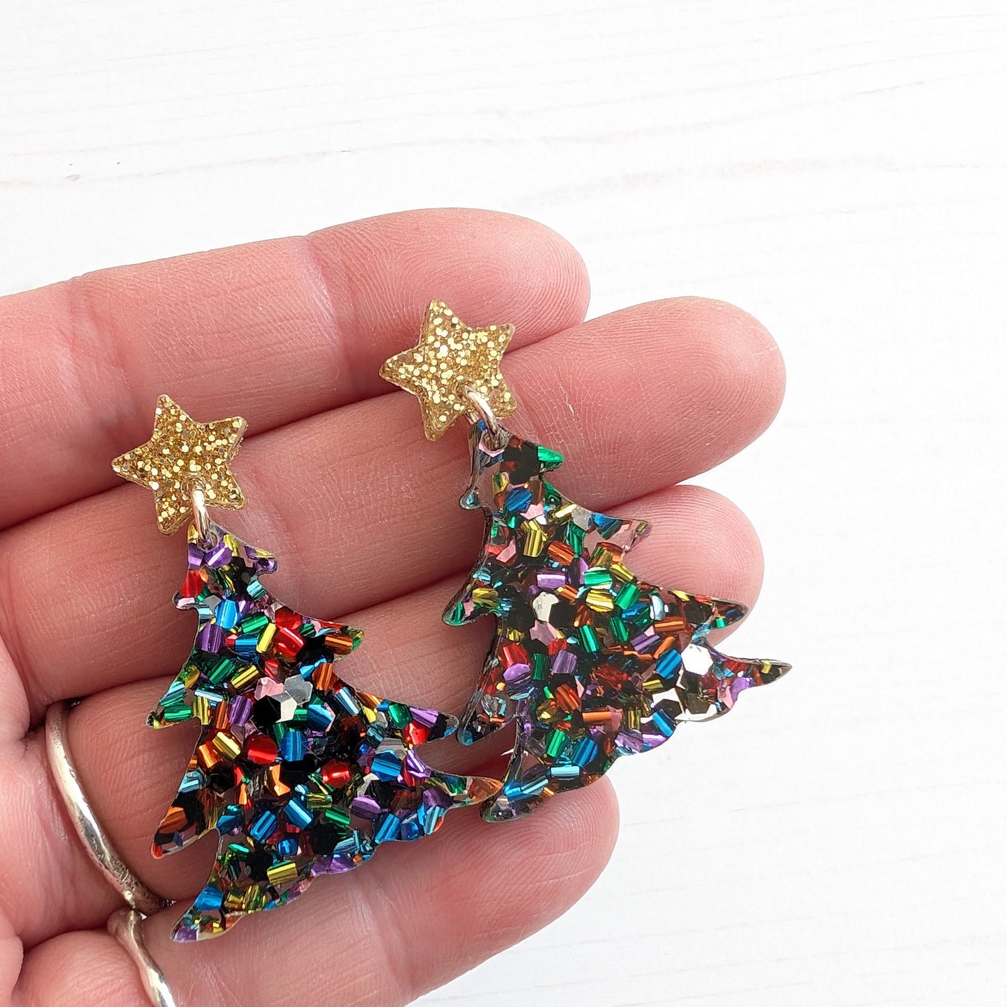 Statement Christmas Tree drop studs