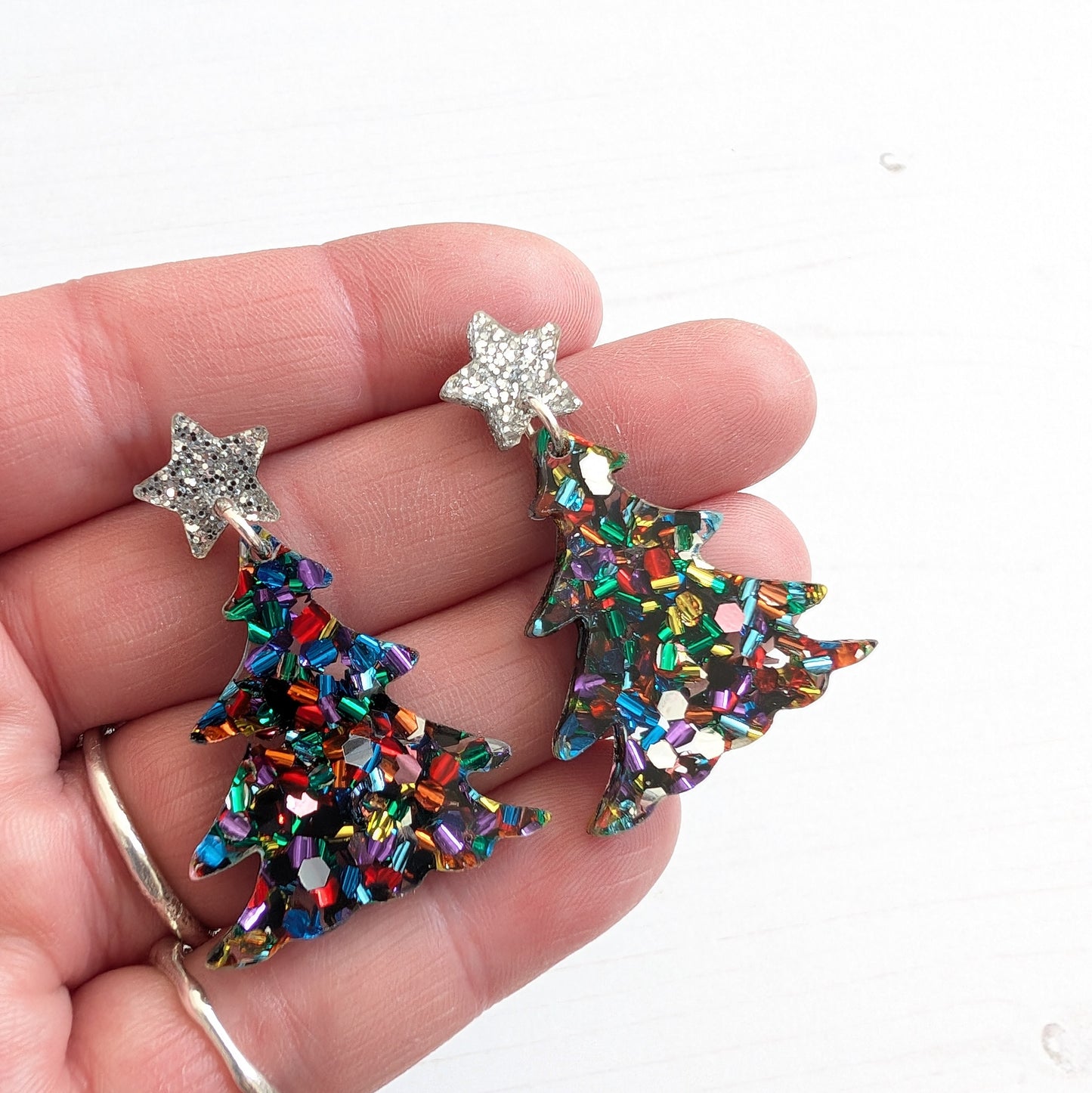 Statement Christmas Tree drop studs