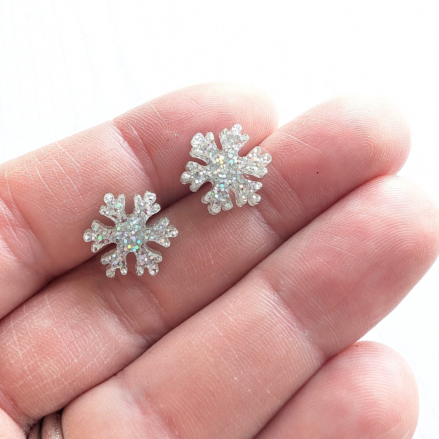 Snowflake Studs Iridescent Glitter
