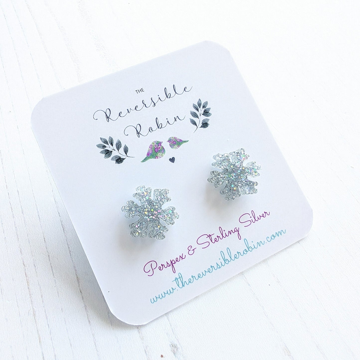 Snowflake Studs Iridescent Glitter
