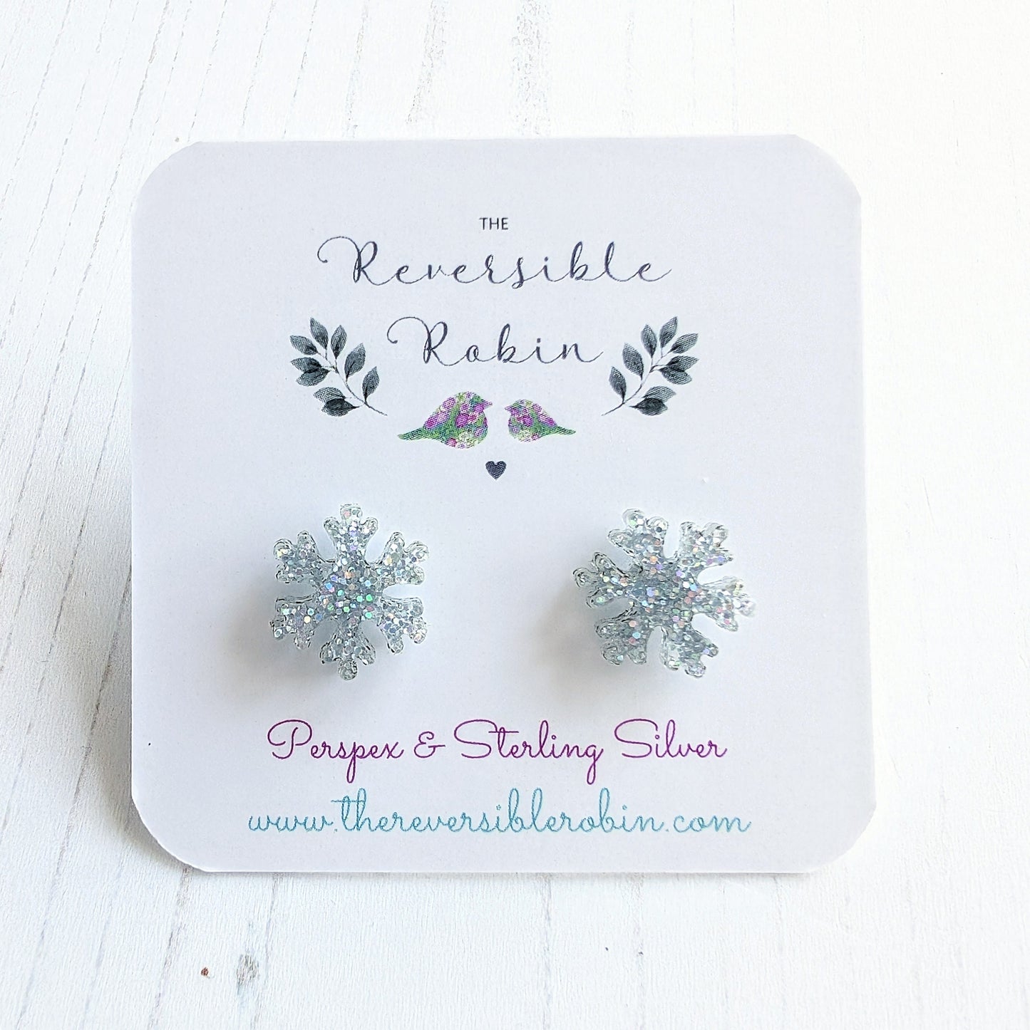 Snowflake Studs Iridescent Glitter